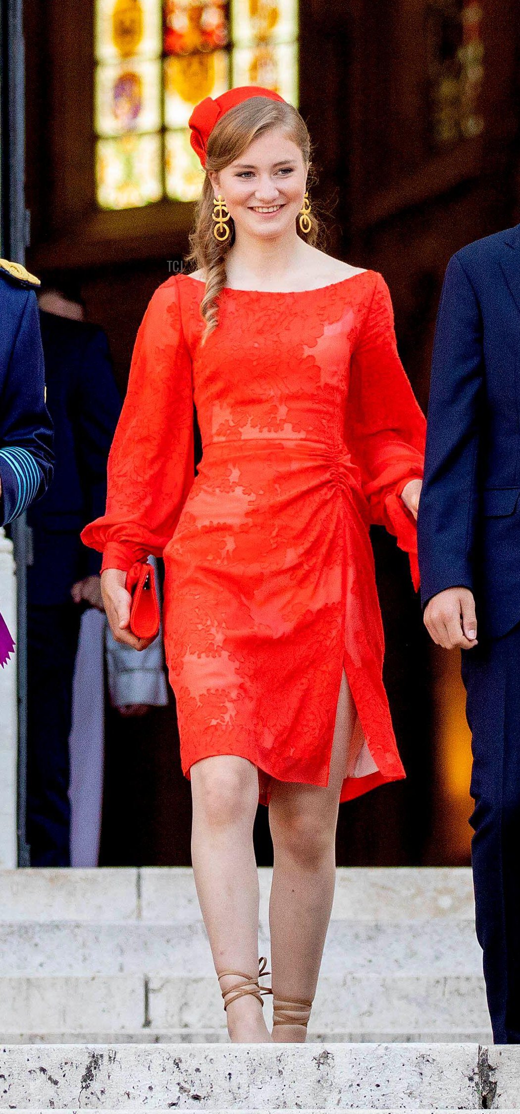 Princess Elisabeth, Duchess of Brabant departs the cathedral in Brussels on National Day, July 21, 2021