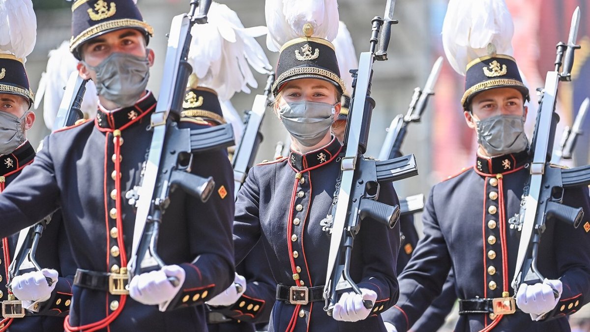 Princess Elisabeth, Duchess of Brabant marches in the military parade on National Day, July 21, 2021