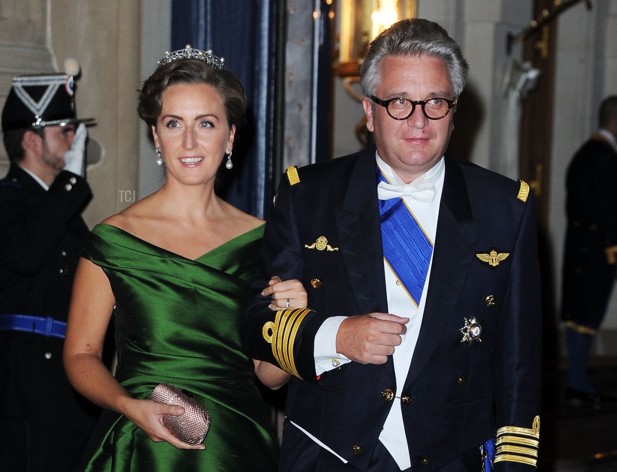 Prince Laurent of Belgium and Princess Claire of Belgium attend the Gala dinner for the wedding of Prince Guillaume Of Luxembourg and Stephanie de Lannoy at the Grand-ducal Palace on October 19, 2012 in Luxembourg