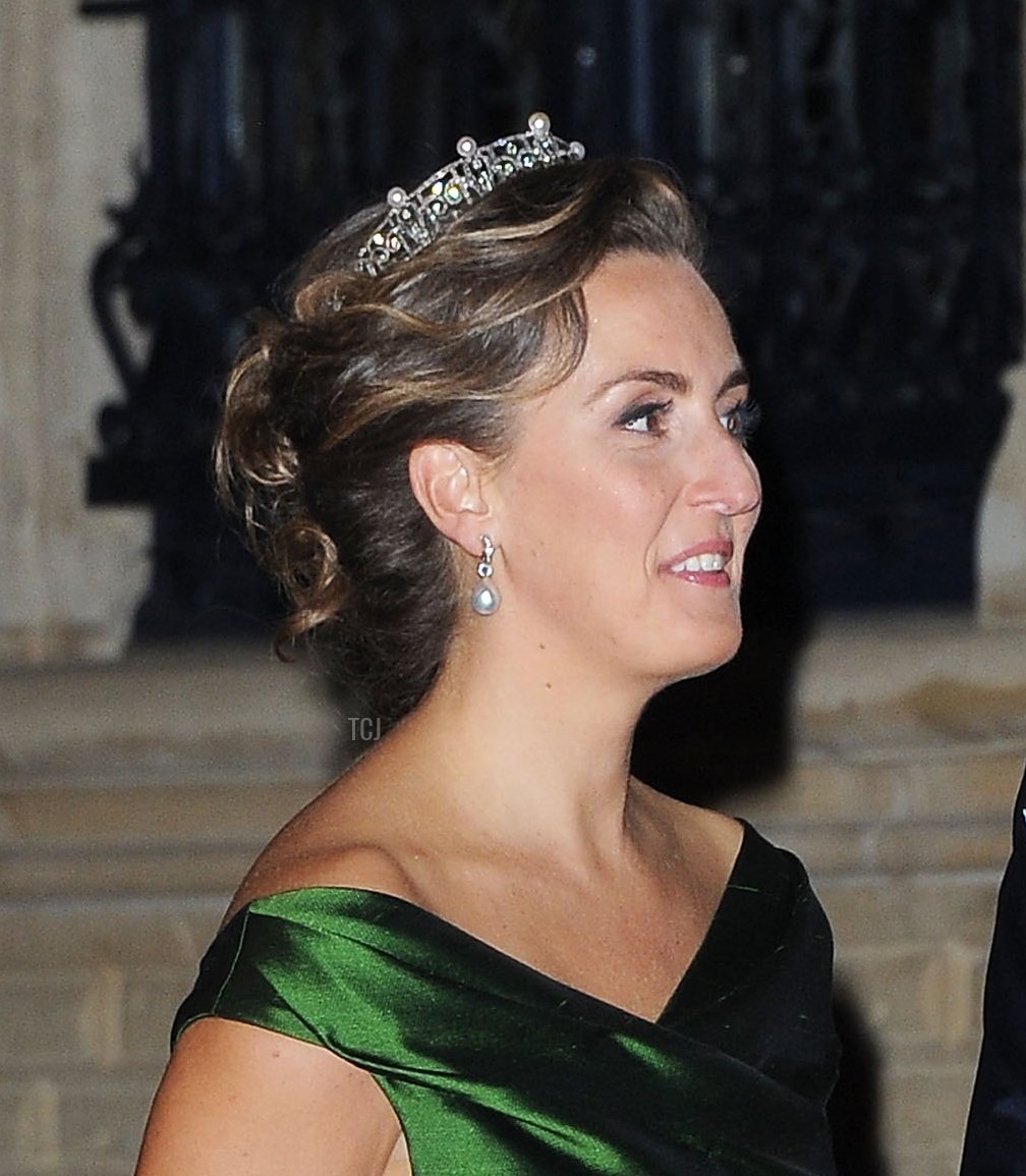 Prince Laurent of Belgium and Princess Claire of Belgium attend the Gala dinner for the wedding of Prince Guillaume Of Luxembourg and Stephanie de Lannoy at the Grand-ducal Palace on October 19, 2012 in Luxembourg