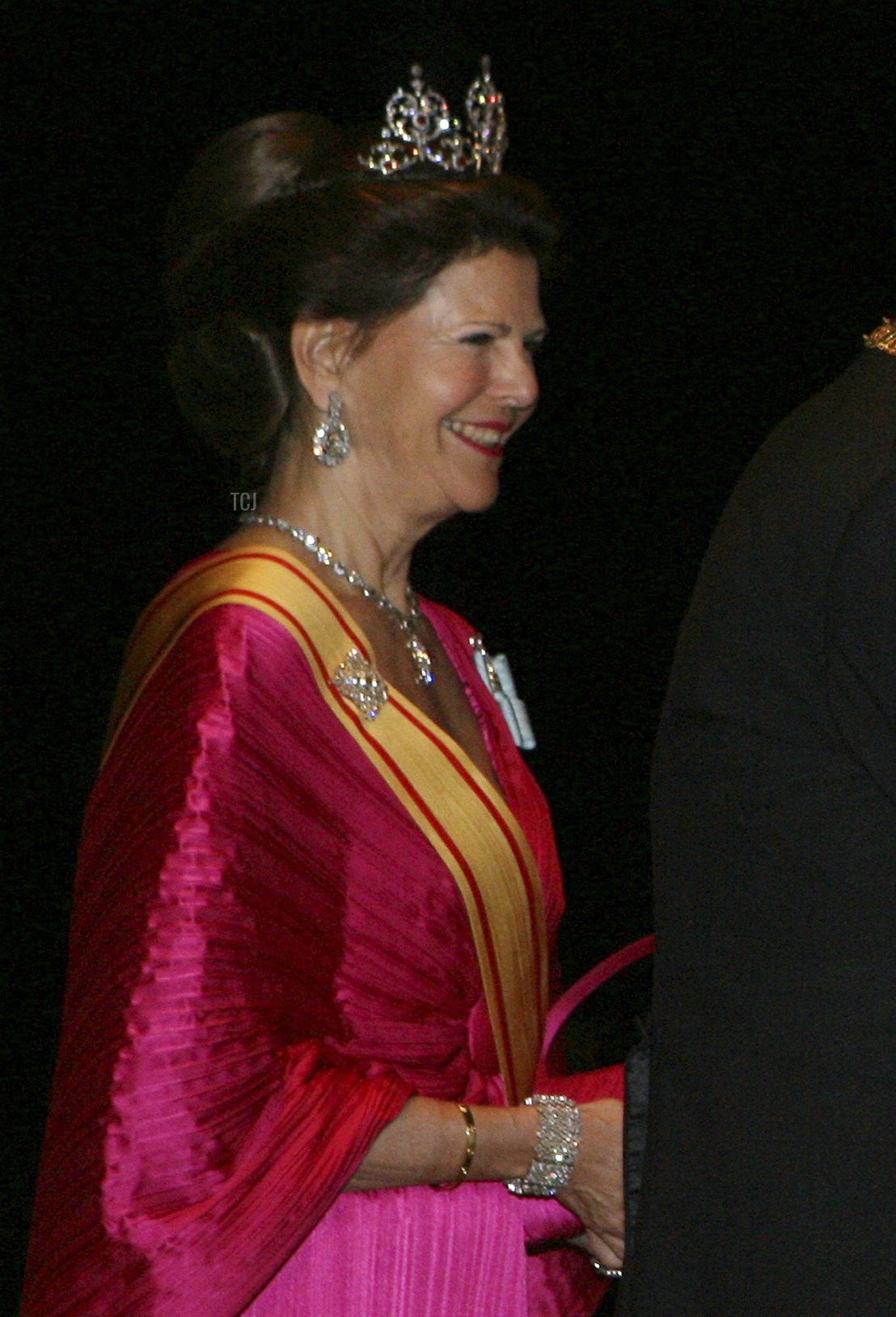 King Carl XVI Gustaf and Queen Silvia of Sweden arrive for dinner at the Imperial Palace on March 26, 2007 in Tokyo, Japan