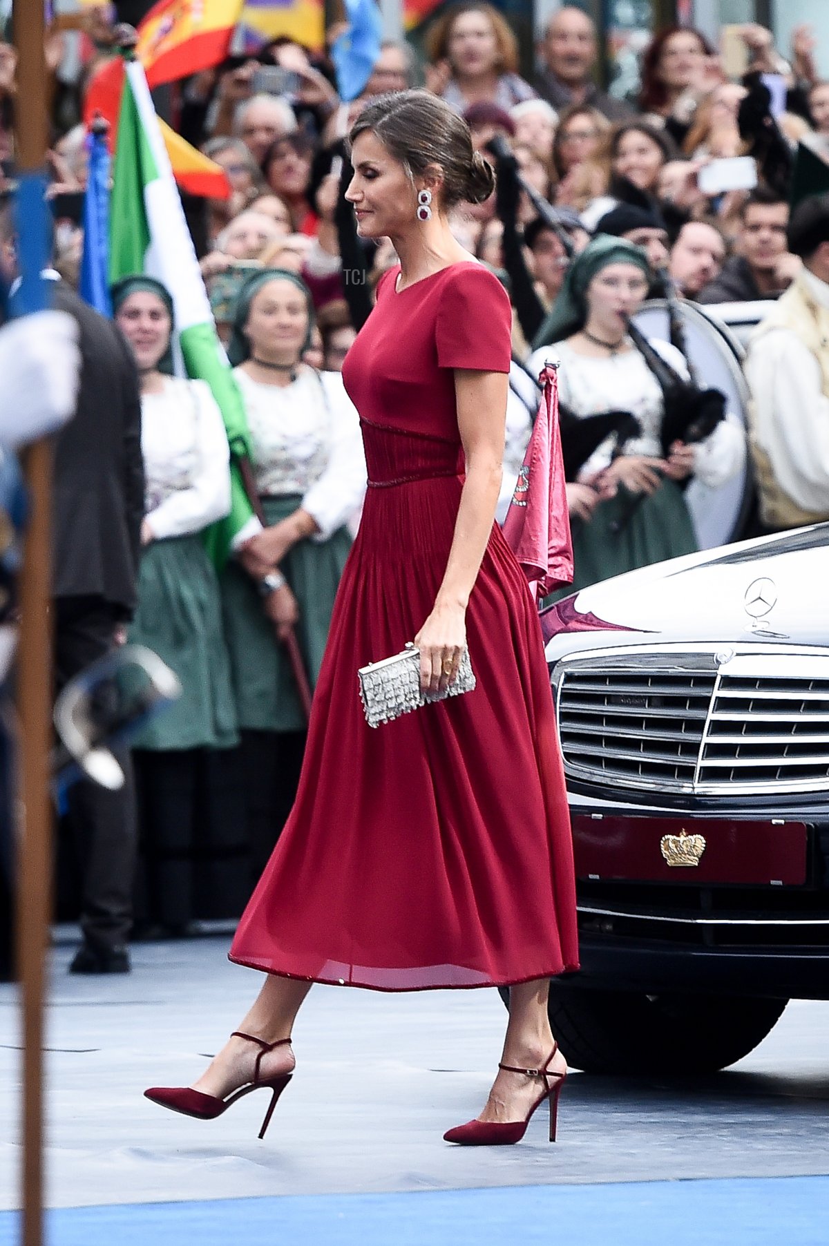 Queen Letizia of Spain arrives to the Campoamor Theatre ahead of the 'Princesa de Asturias' Awards Ceremony 2019 on October 18, 2019 in Oviedo, Spain