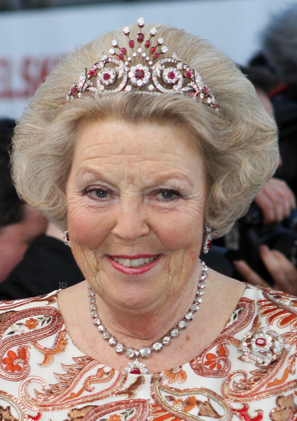 Dutch Queen Beatrix arrives to the gala dinner on the occasion of the celebration of the 70th birthday of Danish Queen Margrethe, Fredensborg Palace, Denmark, 16 April 2010