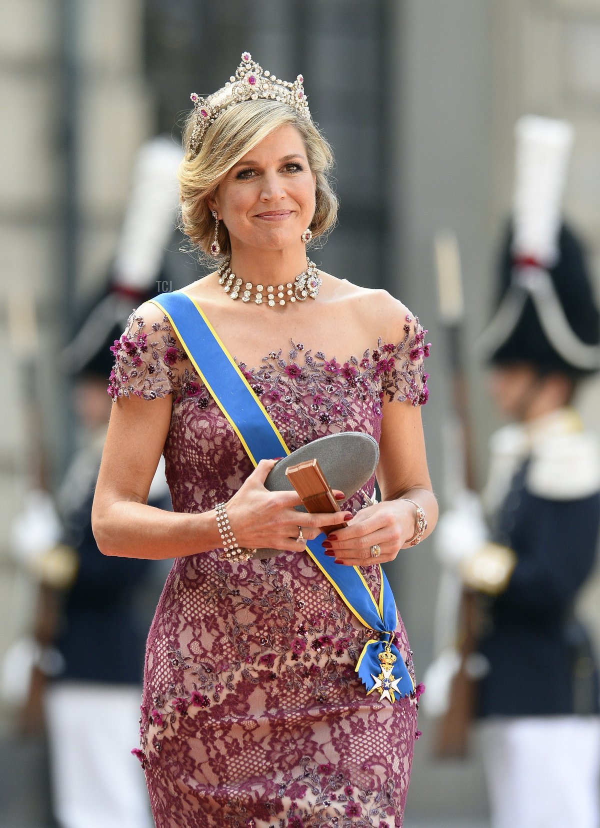 Queen Maxima of the Netherlands attends the wedding of Prince Carl Philip and Princess Sofia of Sweden, June 2015