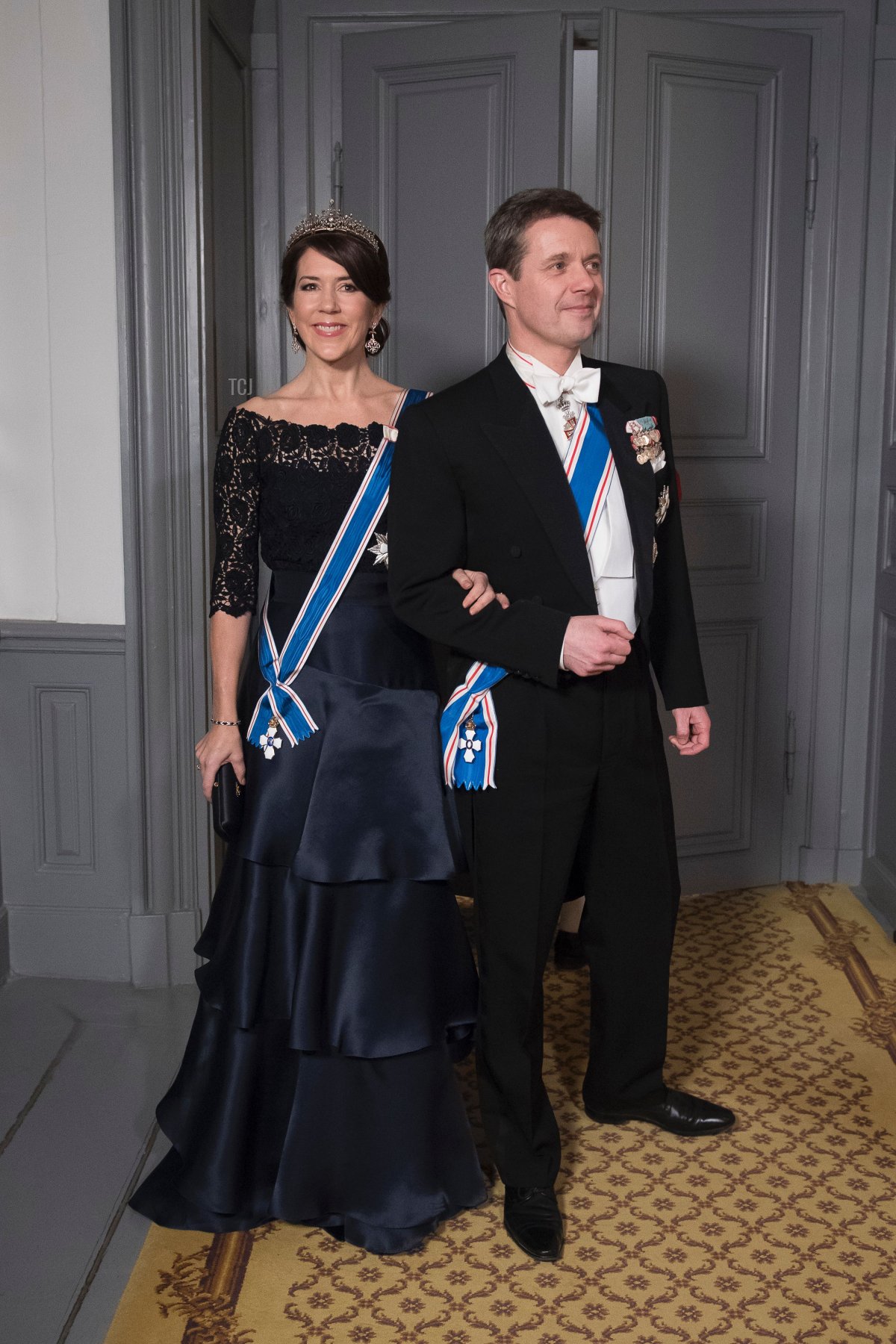 Crown Princess Mary of Denmark attends a Gala Dinner for Iceland's President at Amalienbog Castle in Copenhagen, Denmark, January 24, 2017
