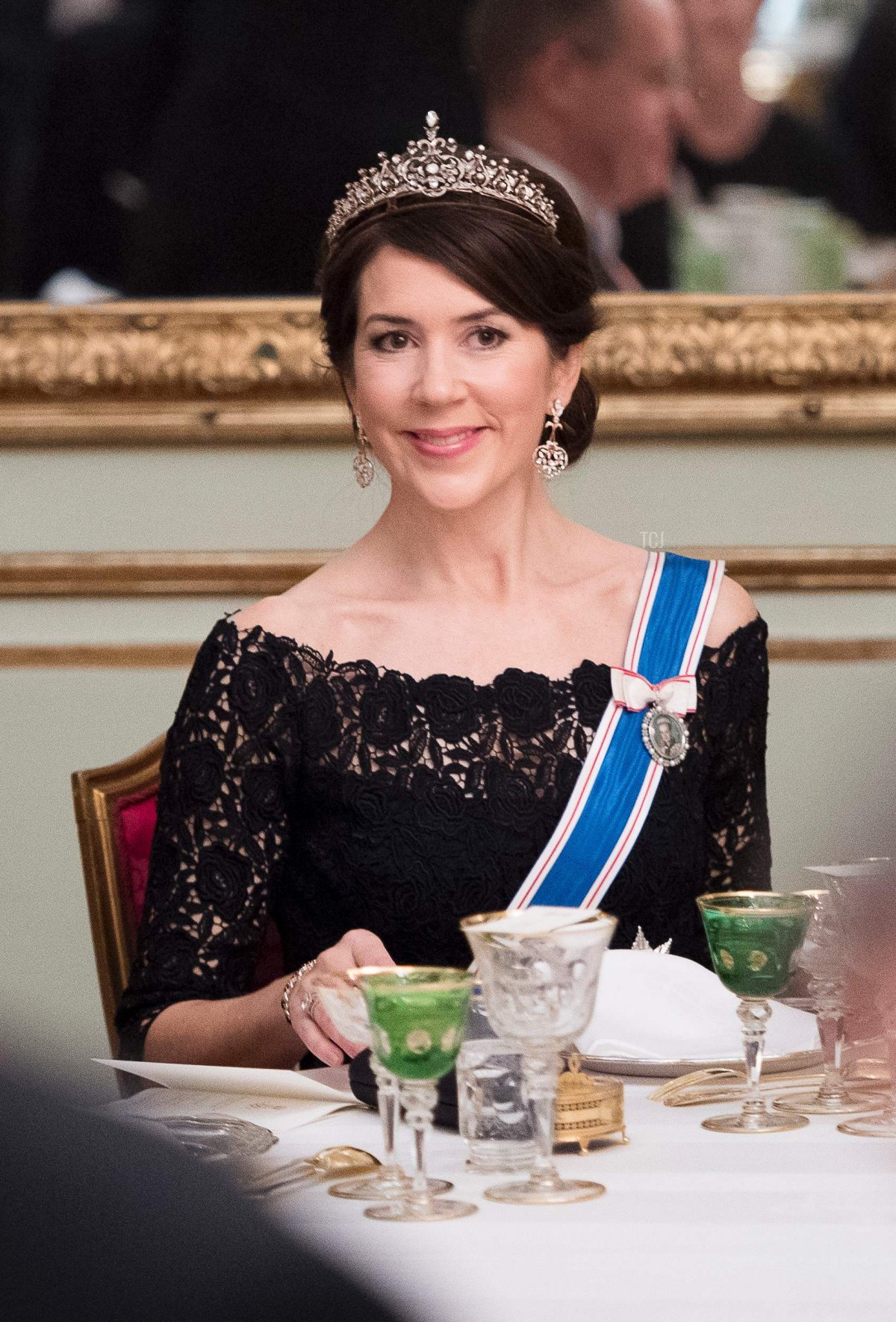 Crown Princess Mary of Denmark attends a Gala Dinner for Iceland's President at Amalienbog Castle in Copenhagen, Denmark, January 24, 2017