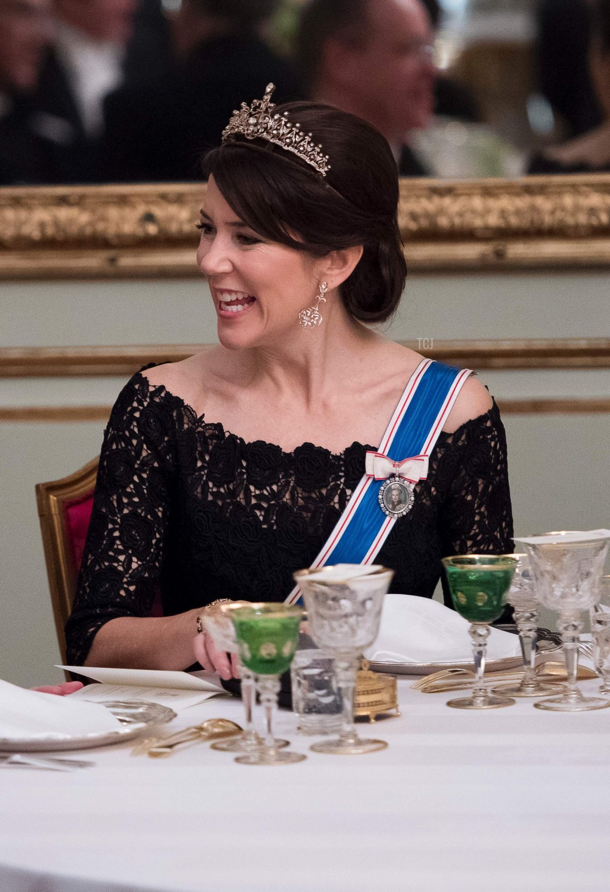 Crown Princess Mary of Denmark attends a Gala Dinner for Iceland's President at Amalienbog Castle in Copenhagen, Denmark, January 24, 2017
