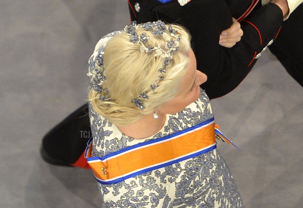 Crown Prince Haakon of Norway and Crown Princess Mette-Marit of Norway attend the inauguration ceremony of HM King Willem Alexander of the Netherlands and HM Queen Maxima of the Netherlands at New Church on April 30, 2013