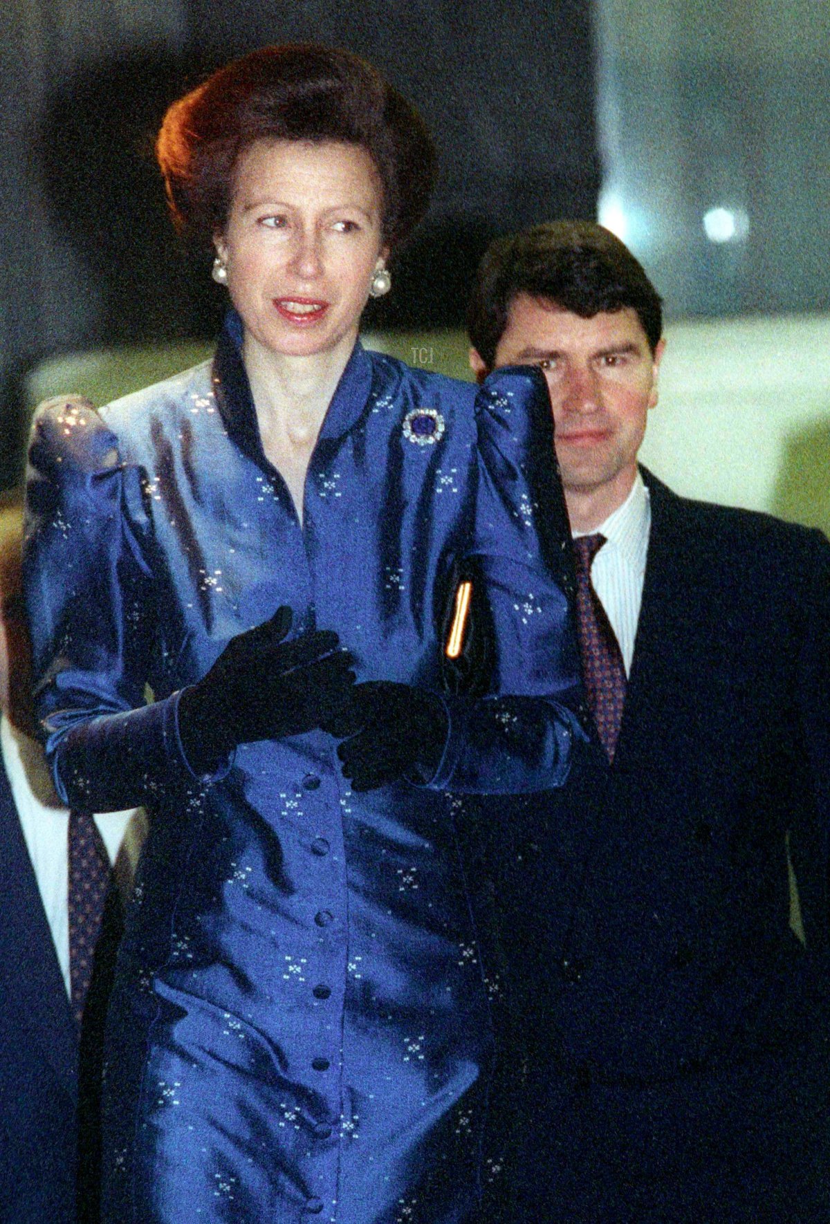 Royal newlyweds, Princess Anne and her husband Commander Tim Laurence, arrive for the charity premiere of New Zealand-made movie 'The End of the Golden Weather' in London, February 4, 1993