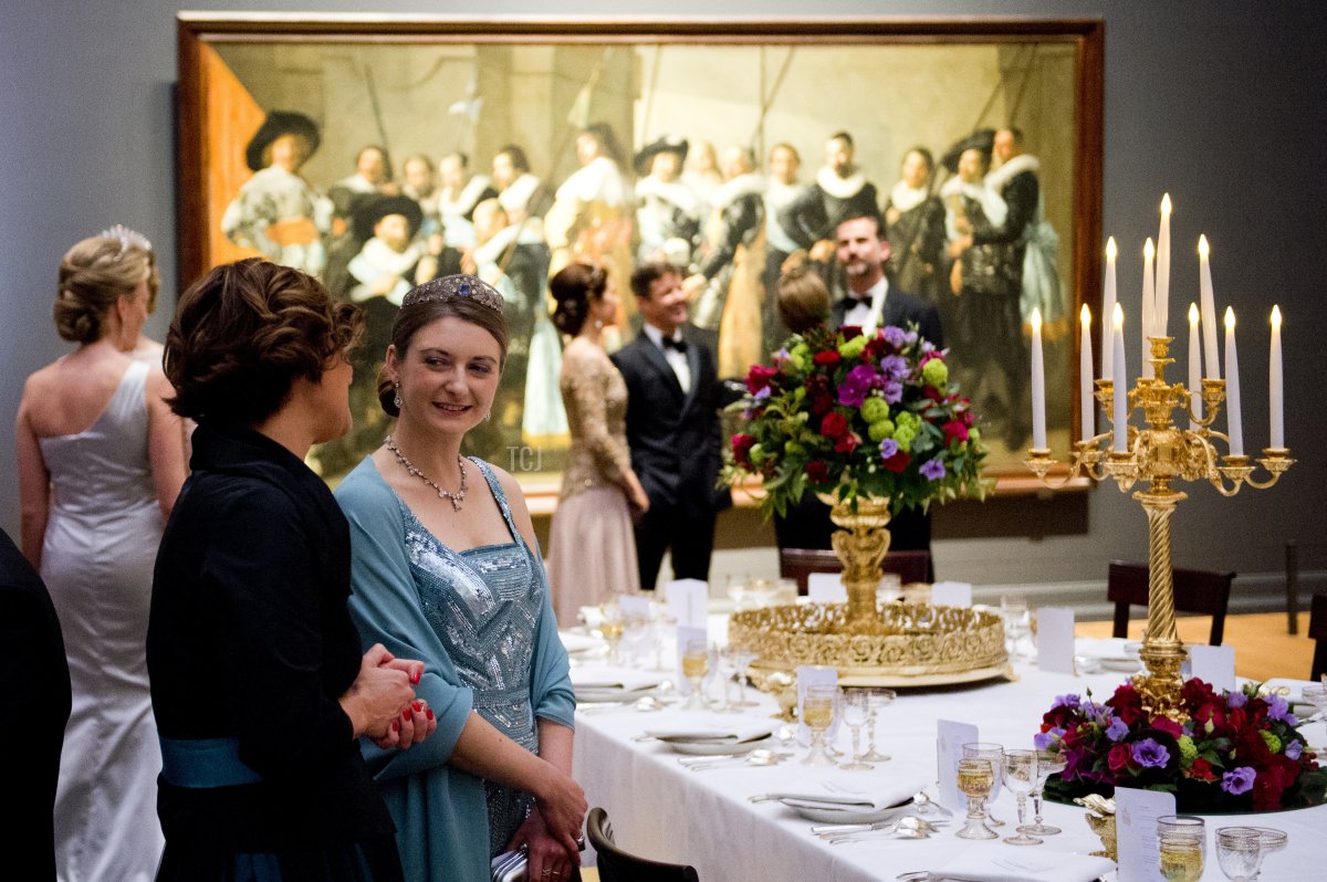 Princess Stephanie of Luxembourg (2nd L) attends a dinner hosted by Queen Beatrix of The Netherlands ahead of her abdication at Rijksmuseum on April 29, 2013 in Amsterdam, Netherlands