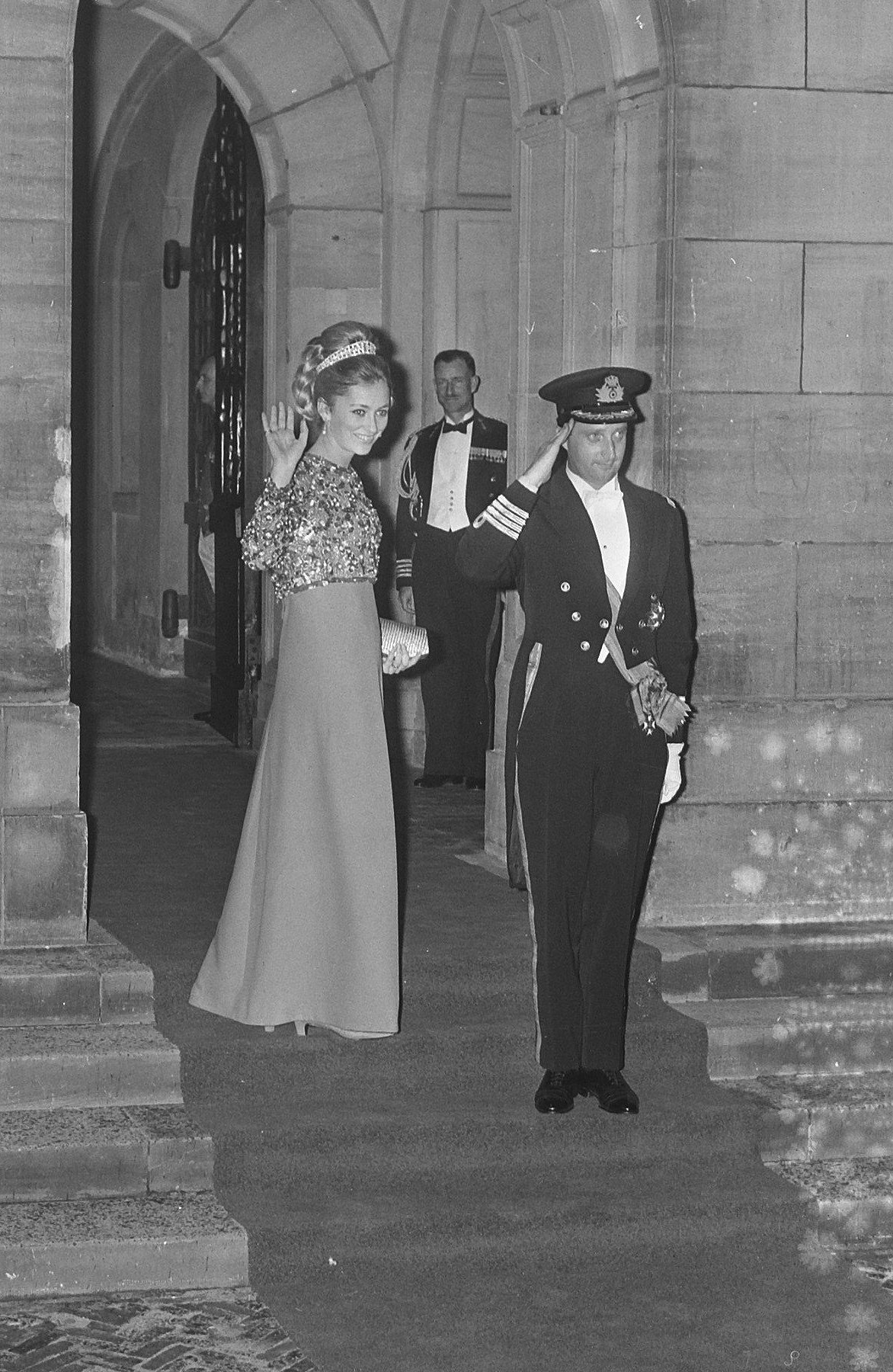 Prince Albert and Princess Paola attend a pre-wedding ball for Princess Beatrix and Prince Claus of the Netherlands, March 1966