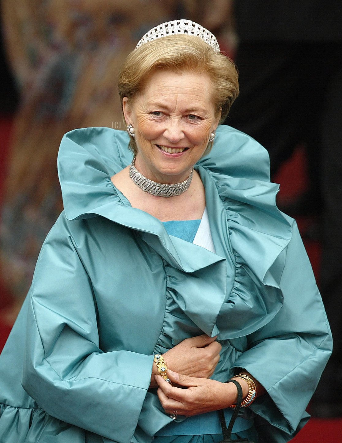 Belgium's Queen Paola arrives at the Copenhagen Cathedral for the wedding of Mary Elisabeth Donaldson and Crown Prince Frederik of Denmark, 14 May 2004