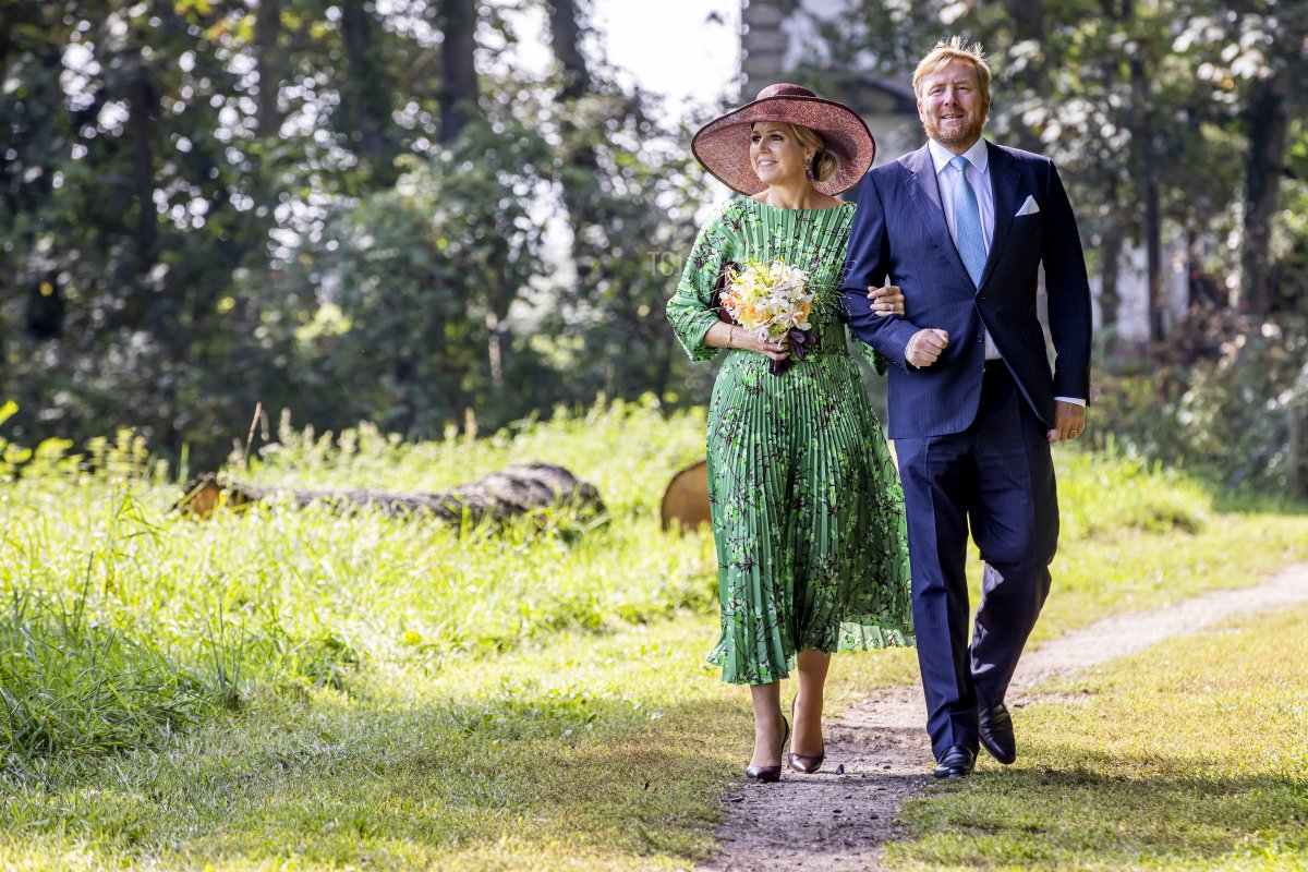 King Willem-Alexander of The Netherlands and Queen Maxima of The Netherlands visit castle De Haere on September 14, 2021 in Olst-Wijhe, Netherlands. The King and Queen are visiting the Dutch region Salland
