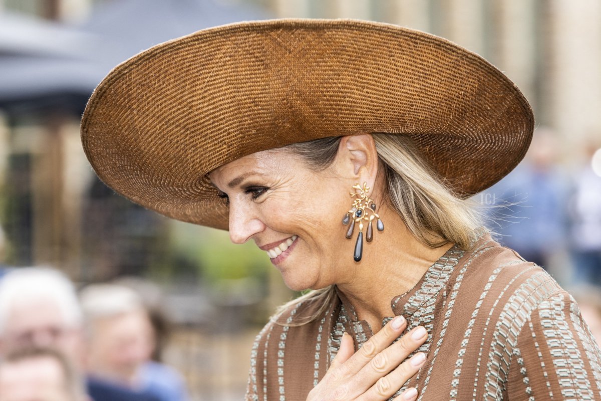 Queen Maxima arrives for a visit at the House of Culture and Administration of the municipality of Midden-Groningen on September 15, 2021