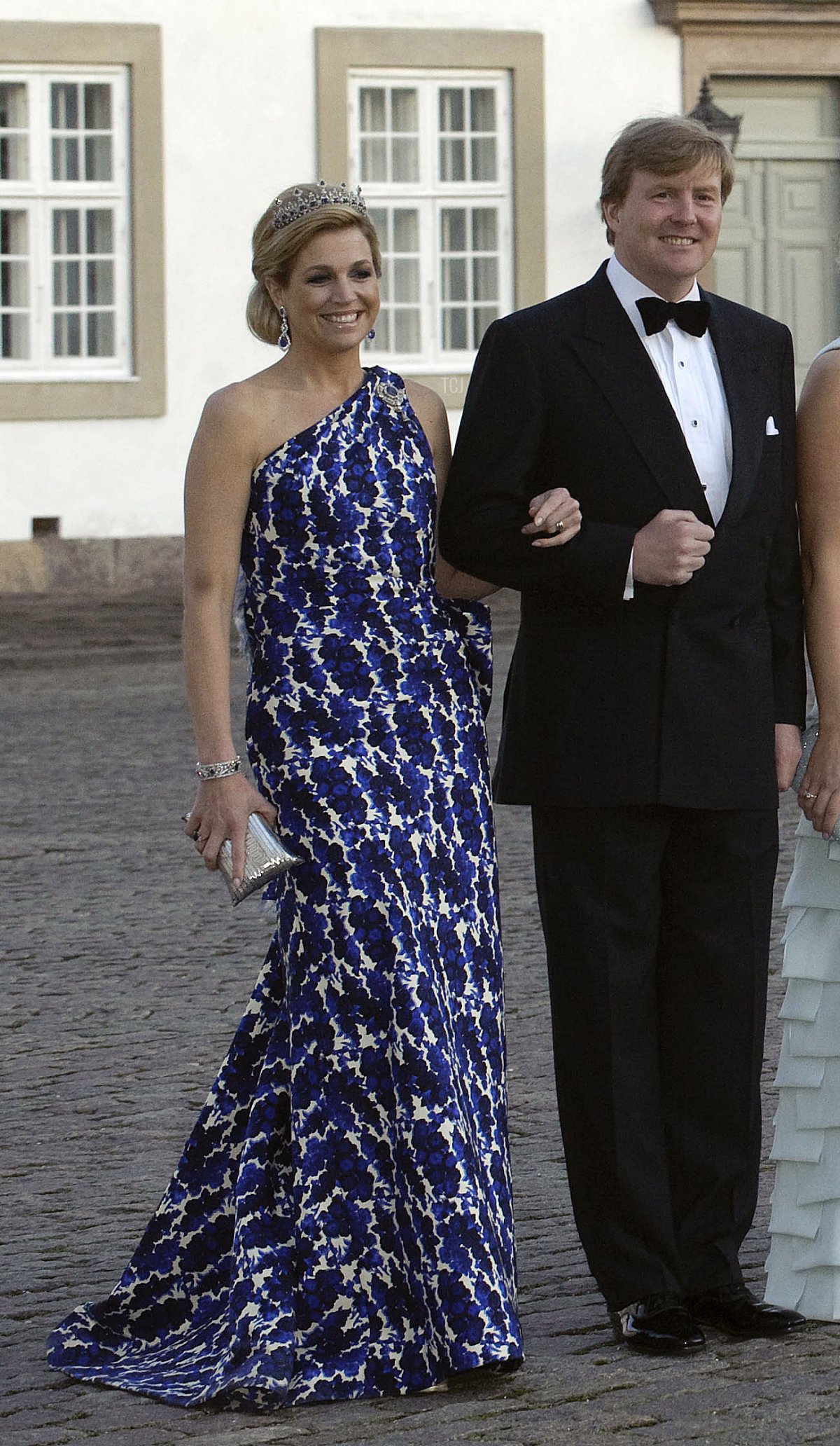 Prince Willem-Alexander and Crown Princess Maxima of the Netherlands arrive at the gala dinner on the occasion of the celebration of the 70th birthday of Danish Queen Margrethe, Fredensborg Palace, Denmark, 16 April 2010