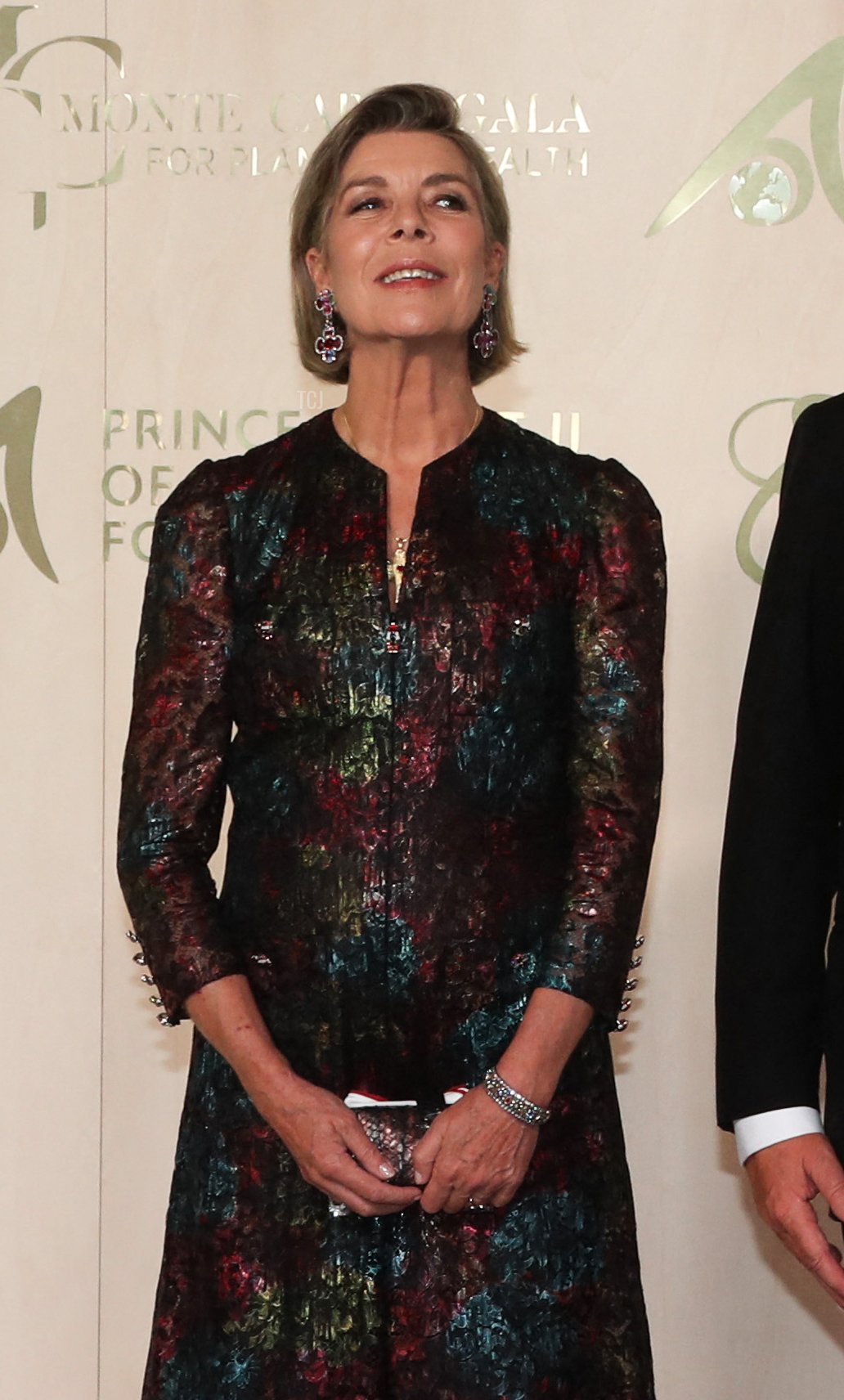 American actress Sharon Stone, Prince's Albert II of Monaco and Princess Caroline of Hanover pose during the photocall ahead of the 2021 Monte-Carlo Gala for Planetary Health at the Palais de Monaco, in Monaco, on September 23, 2021