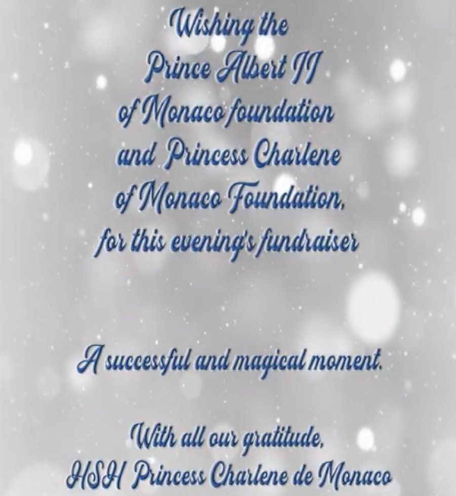 Message from Princess Charlene of Monaco
