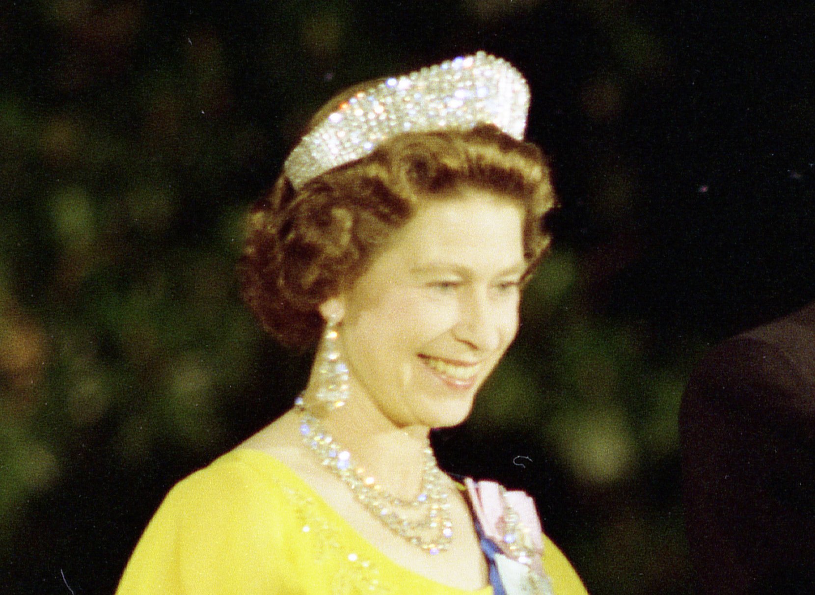 Queen Elizabeth II attends a state dinner in Washington, 1976