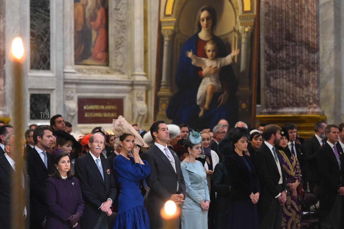 Guests attend the wedding ceremony of Grand Duke George Mikhailovich Romanov and Victoria Romanovna Bettarini at Saint Isaac's Cathedral in Saint Petersburg, on October 1, 2021