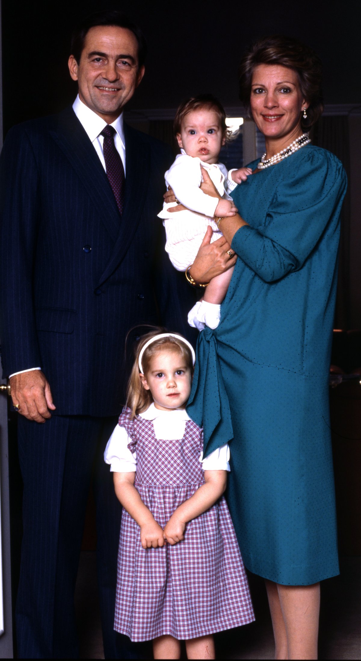 Former King Constantine & Queen Anne-Marie of Greece with two of their children Theodora & Phillippos, 1986