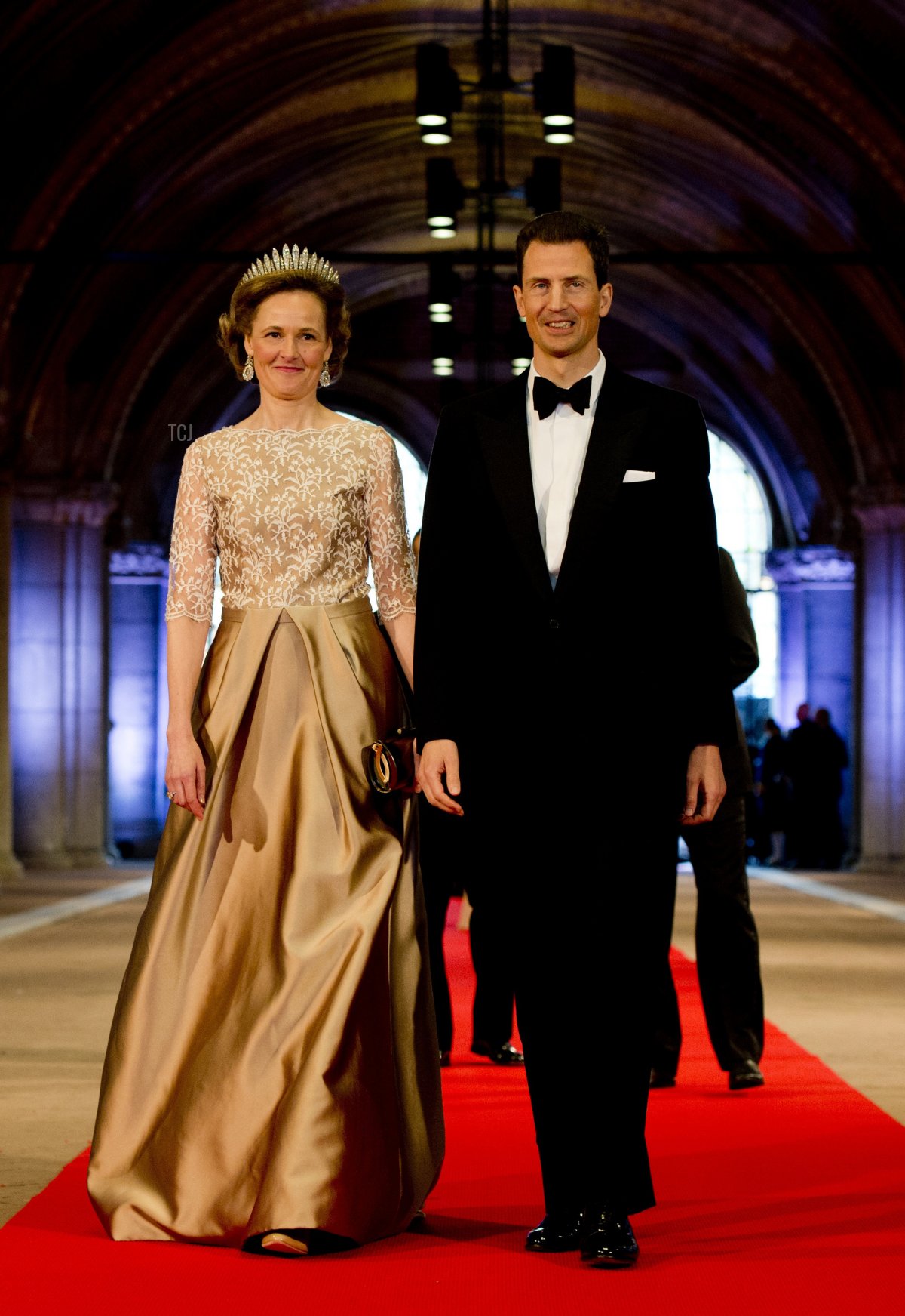 Hereditary Prince Alois and Hereditary Princess Sophie of Liechtenstein arrive on April 29, 2013 to attend a dinner at the National Museum (Rijksmuseum) in Amsterdam hosted by Queen Beatrix of the Netherlands on the eve of her abdication