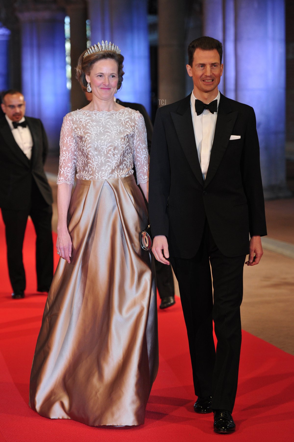 Hereditary Prince Alois and Hereditary Princess Sophie of Liechtenstein arrive on April 29, 2013 to attend a dinner at the National Museum (Rijksmuseum) in Amsterdam hosted by Queen Beatrix of the Netherlands on the eve of her abdication