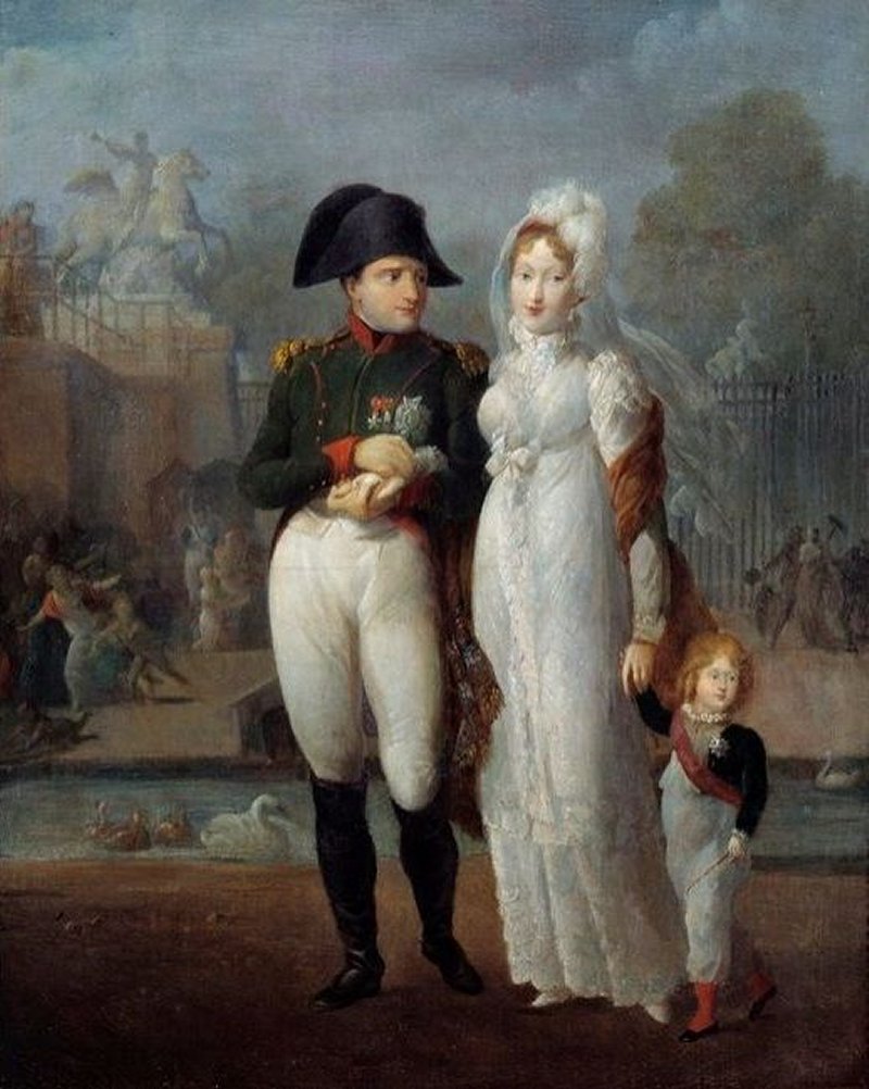 Napoleon I, Marie Louise of Austria and the king of Rome in the gardens of the Tuileries