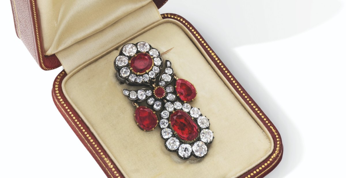 Early 19th Century Ruby and Diamond Brooch
