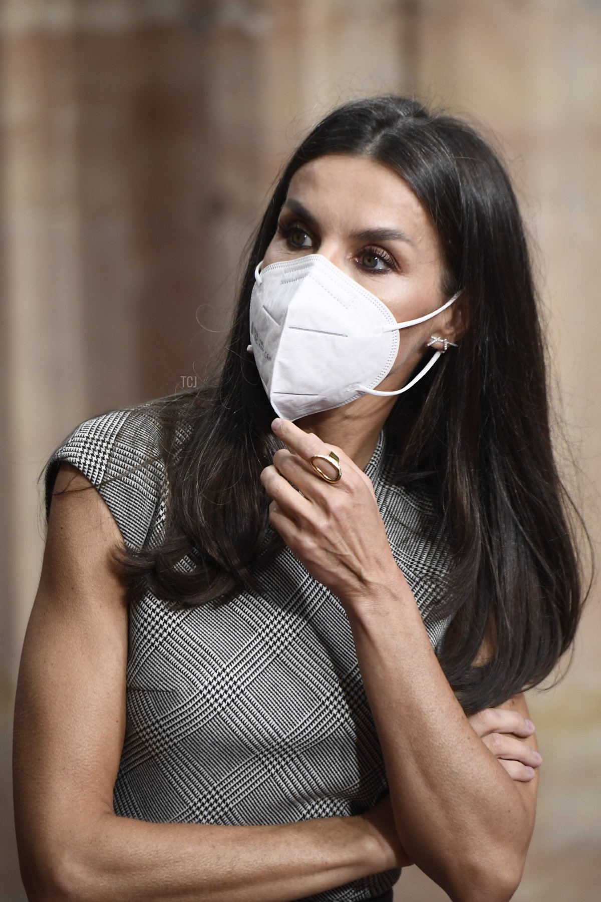 Spanish Crown Princess of Asturias Leonor, Spain's King Felipe VI, Spain's Queen Letizia and Spanish Princess Sofia welcome laureates for an "Audience with laureates", ahead of the 2021 Princess of Asturias award ceremony, at the Hotel Reconquista in Oviedo on October 22, 2021