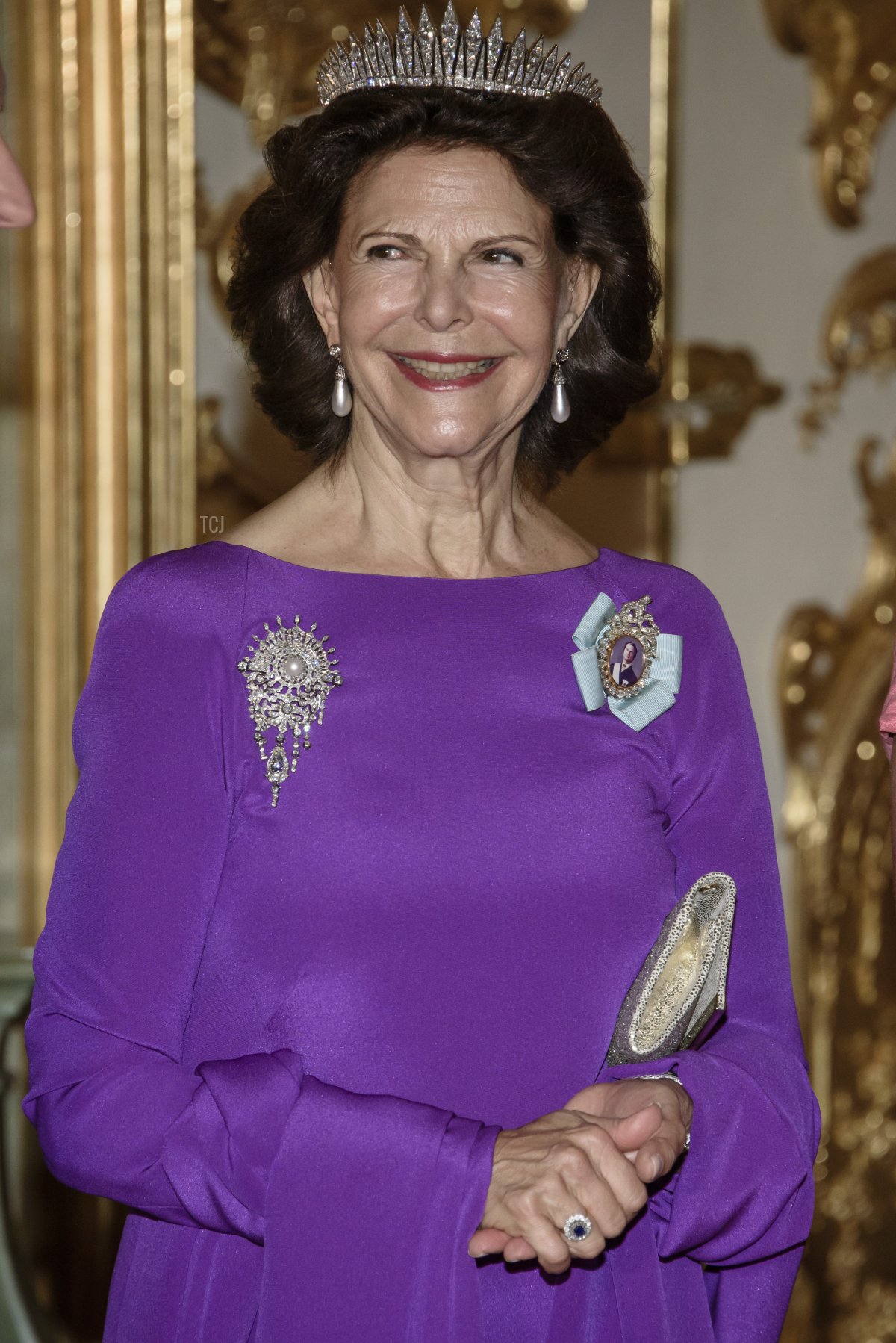 Queen Silvia attends a banquet at Charlottenburg Palace on October 6, 2016 in Berlin, Germany