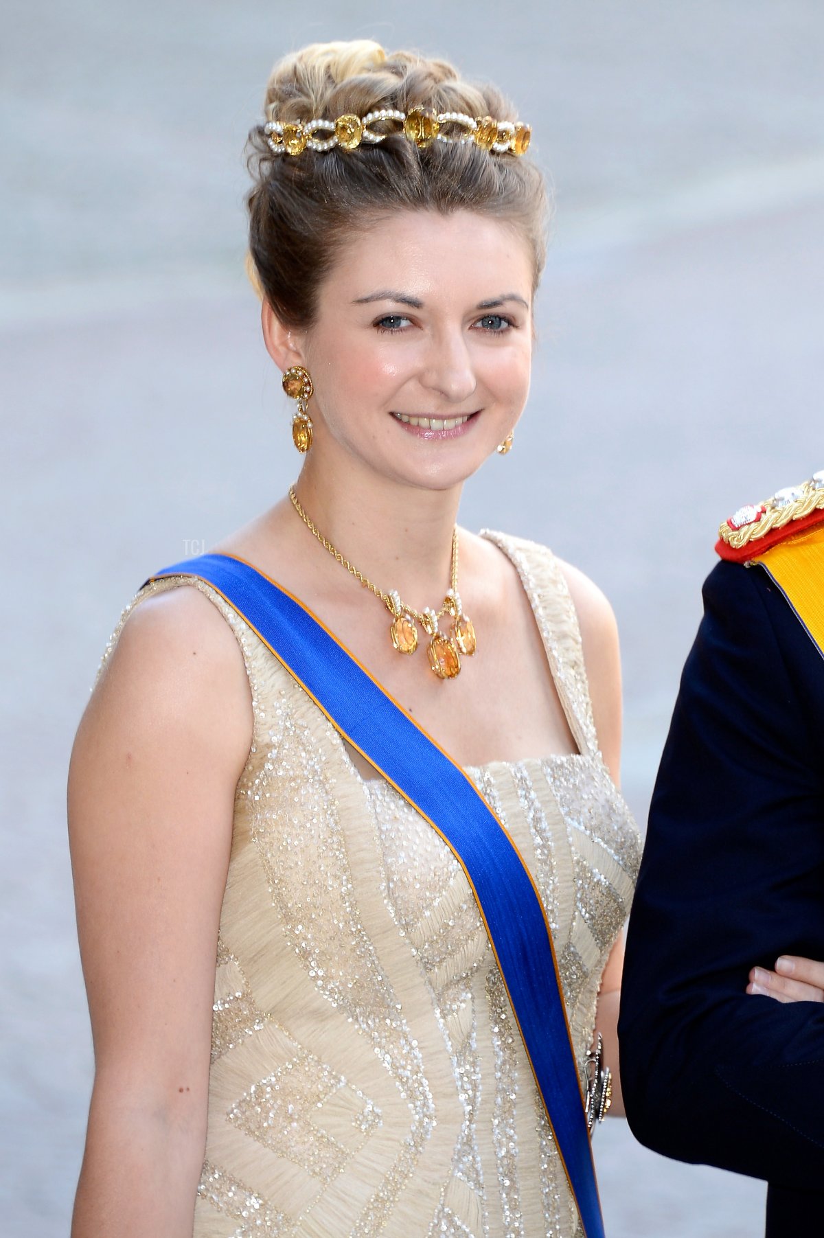 Her Royal Highness Crown Princess Stephanie of Luxembourg attends the wedding of Princess Madeleine of Sweden and Christopher O'Neill hosted by King Carl Gustaf XIV and Queen Silvia at The Royal Palace on June 8, 2013 in Stockholm, Sweden