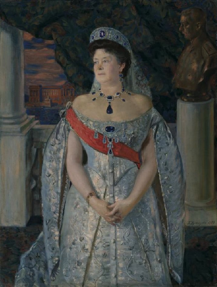 Boris Kustodiev's 1911 portrait of Grand Duchess Maria Pavlovna wearing her sapphires