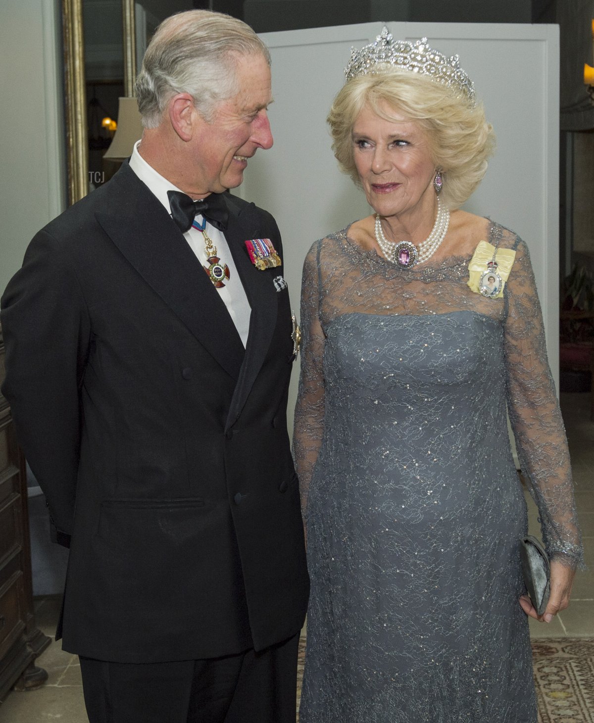 Prince Charles, Prince of Wales accompanied by Camilla, Duchess of Cornwall attend the CHOGM Banquet in Malta on November 27, 2015 near Attard, Malta