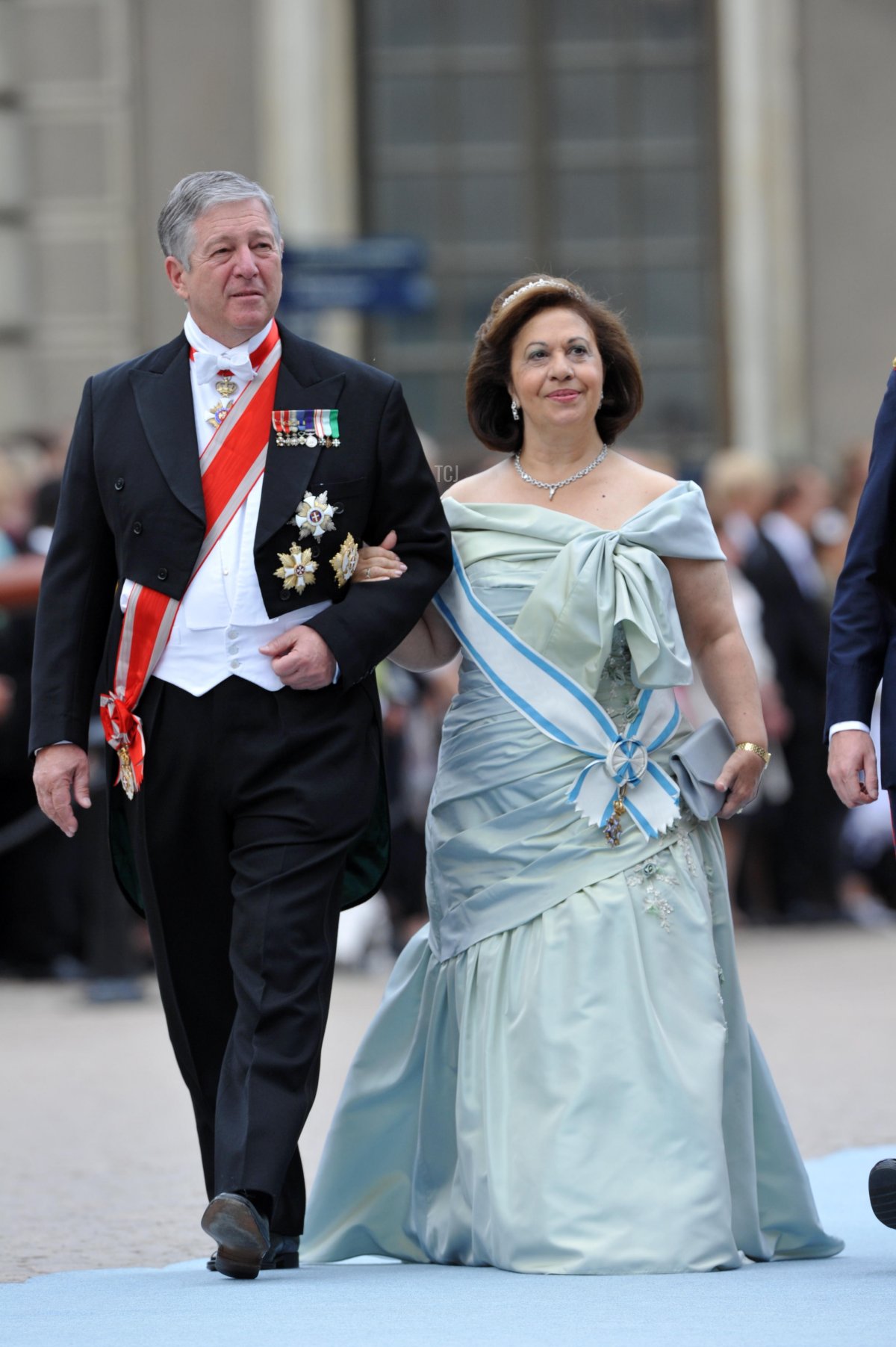 Crown Prince Alexander and Crown Princess Katherine of Serbia arrive for the wedding of Crown Princess Victoria of Sweden and Daniel Westling in Stockholm, Sweden, 19 June 2010