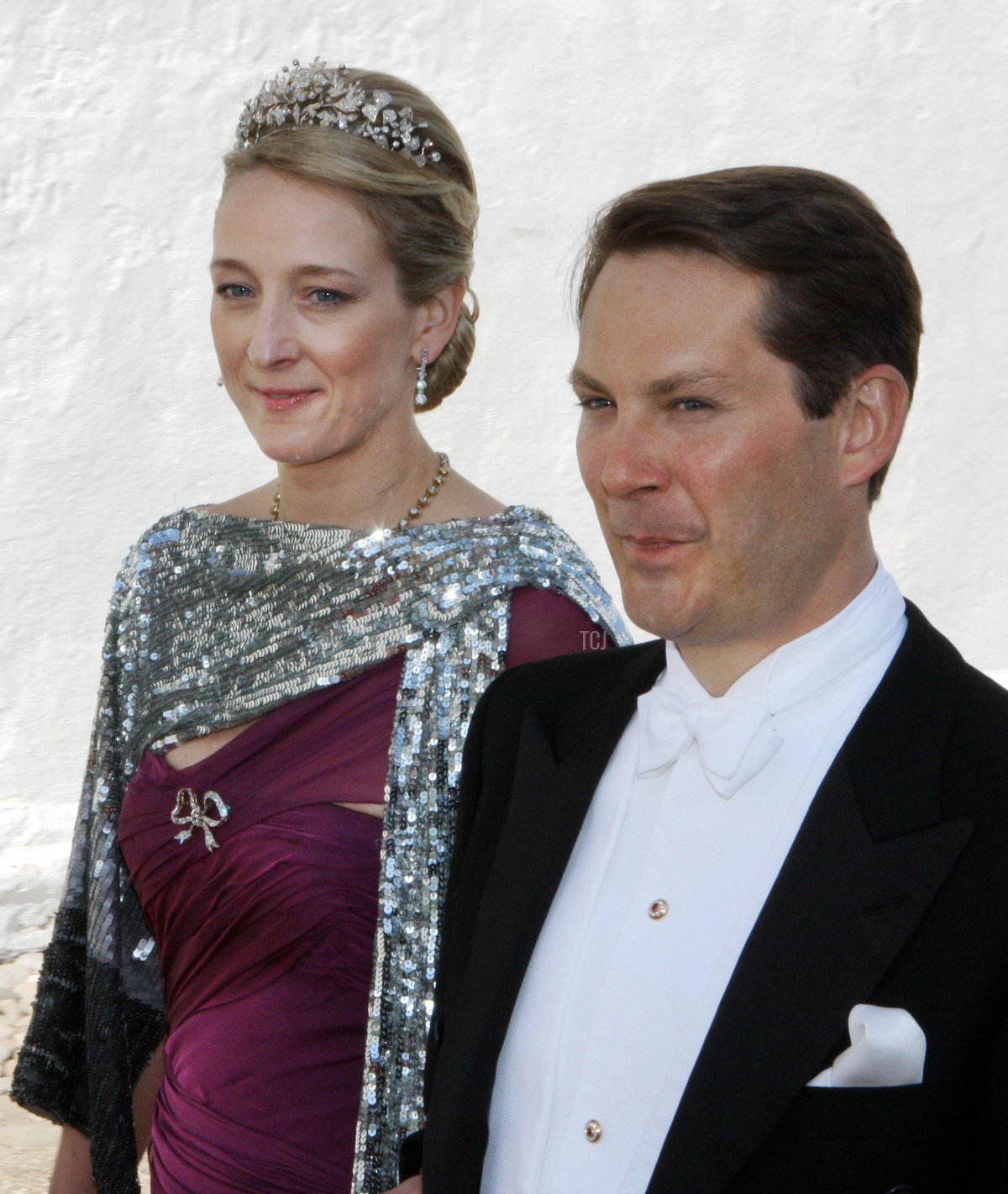 Princess Alexandra and Greve Jeffersom-Friedrich von Pfeil arrive to attend the wedding between Prince Joachim of Denmark and Marie Cavallier on May 24, 2008 at the Mogeltonder church in Mogeltonder, Denmark