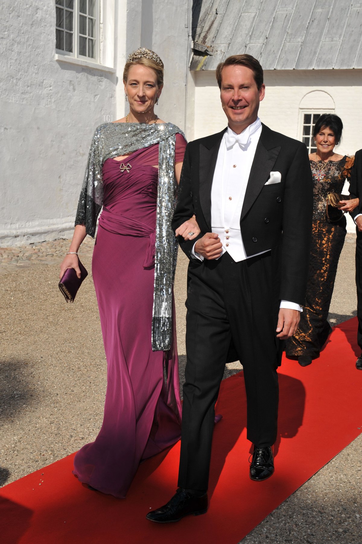 Princess Alexandra and Greve Jeffersom-Friedrich von Pfeil arrive to attend the wedding between Prince Joachim of Denmark and Marie Cavallier on May 24, 2008 at the Mogeltonder church in Mogeltonder, Denmark