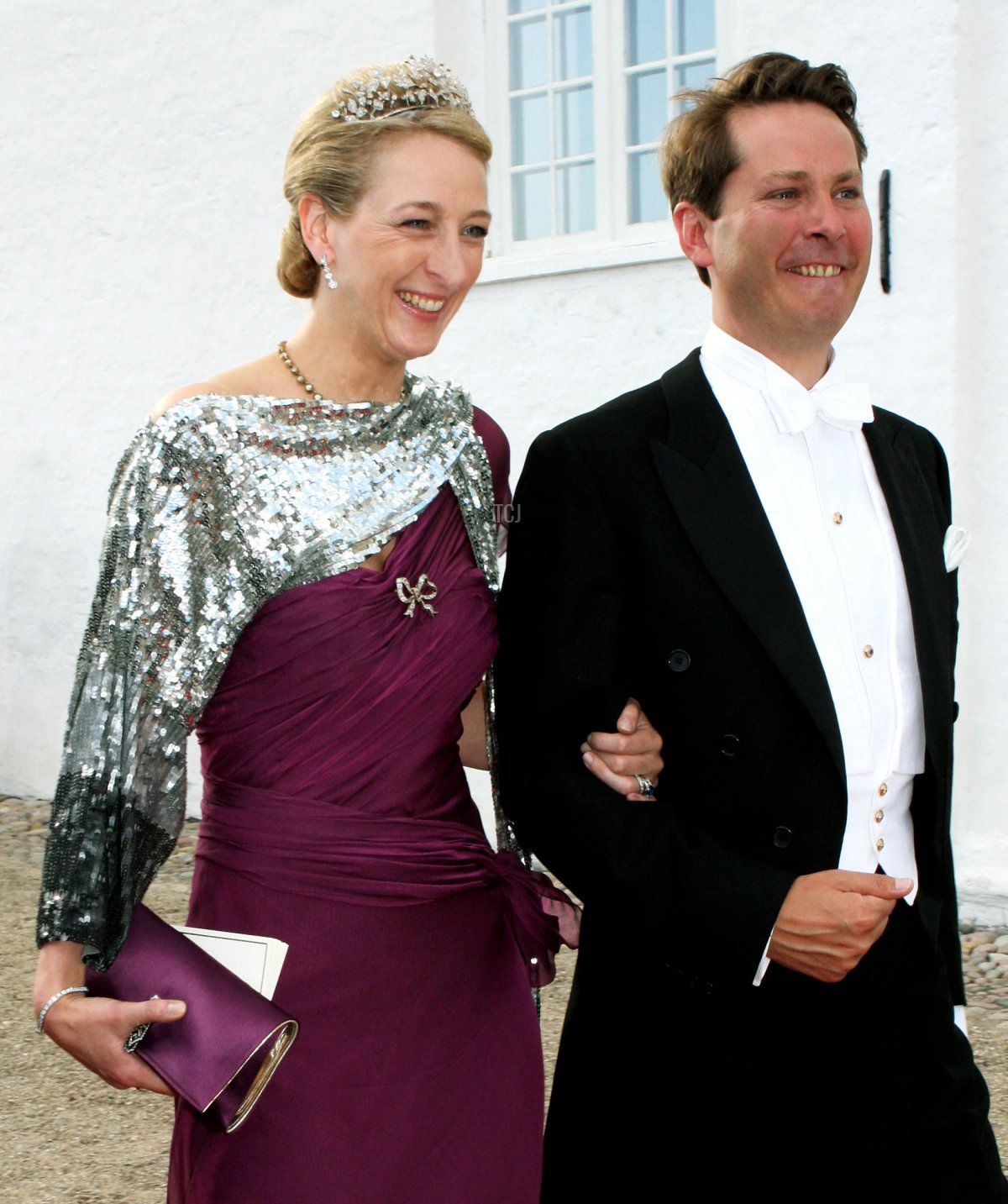 Princess Alexandra and Greve Jeffersom-Friedrich von Pfeil arrive to attend the wedding between Prince Joachim of Denmark and Marie Cavallier on May 24, 2008 at the Mogeltonder church in Mogeltonder, Denmark