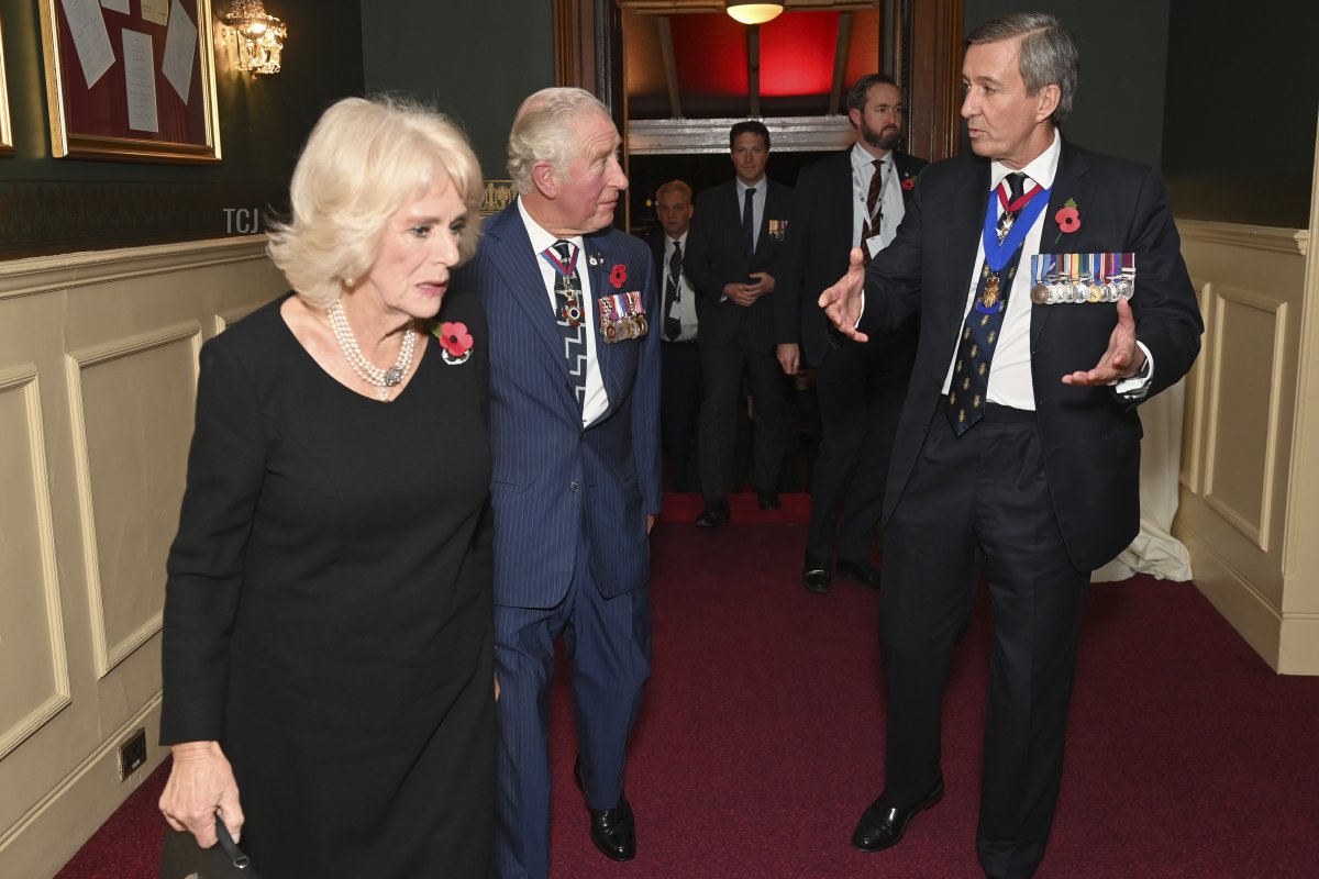 The Prince of Wales and the Duchess of Cornwall attend the Royal British Legion festival of Remembrance at the Albert Hall on November 13, 2021 in London, England