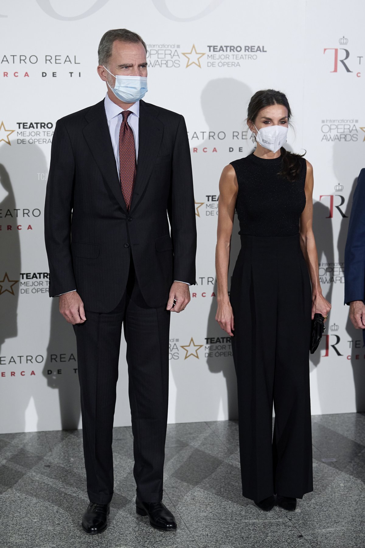 King Felipe VI of Spain and Queen Letizia of Spain attend the premiere of the Opera 'Partenope' by Georg Friedrich Handel at the Royal Theater on November 13, 2021 in Madrid, Spain