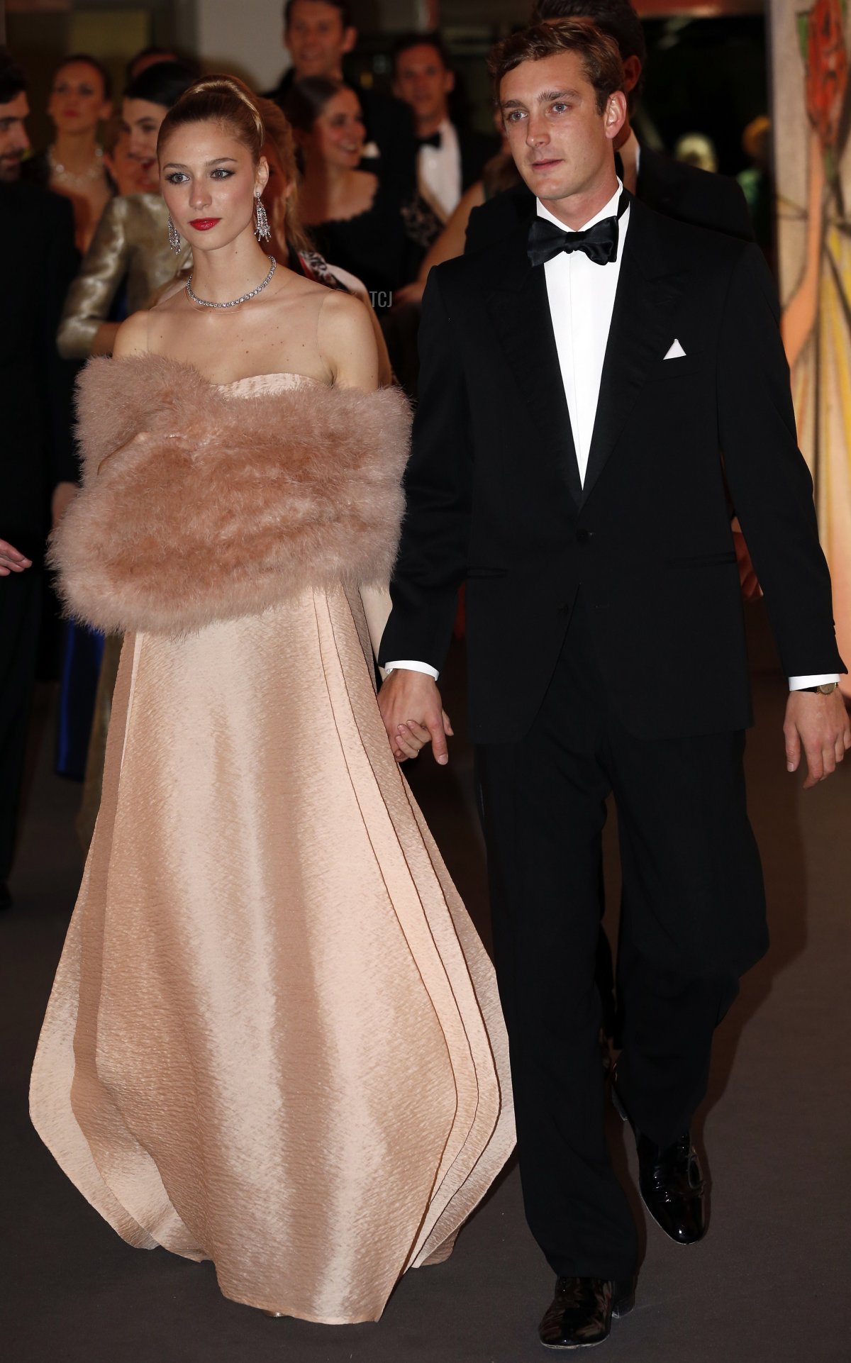 Pierre Casiraghi and his girlfriend Beatrice Borromeo arrive for the annual Rose Ball at the Monte-Carlo Sporting Club in Monaco, on March 29, 2014