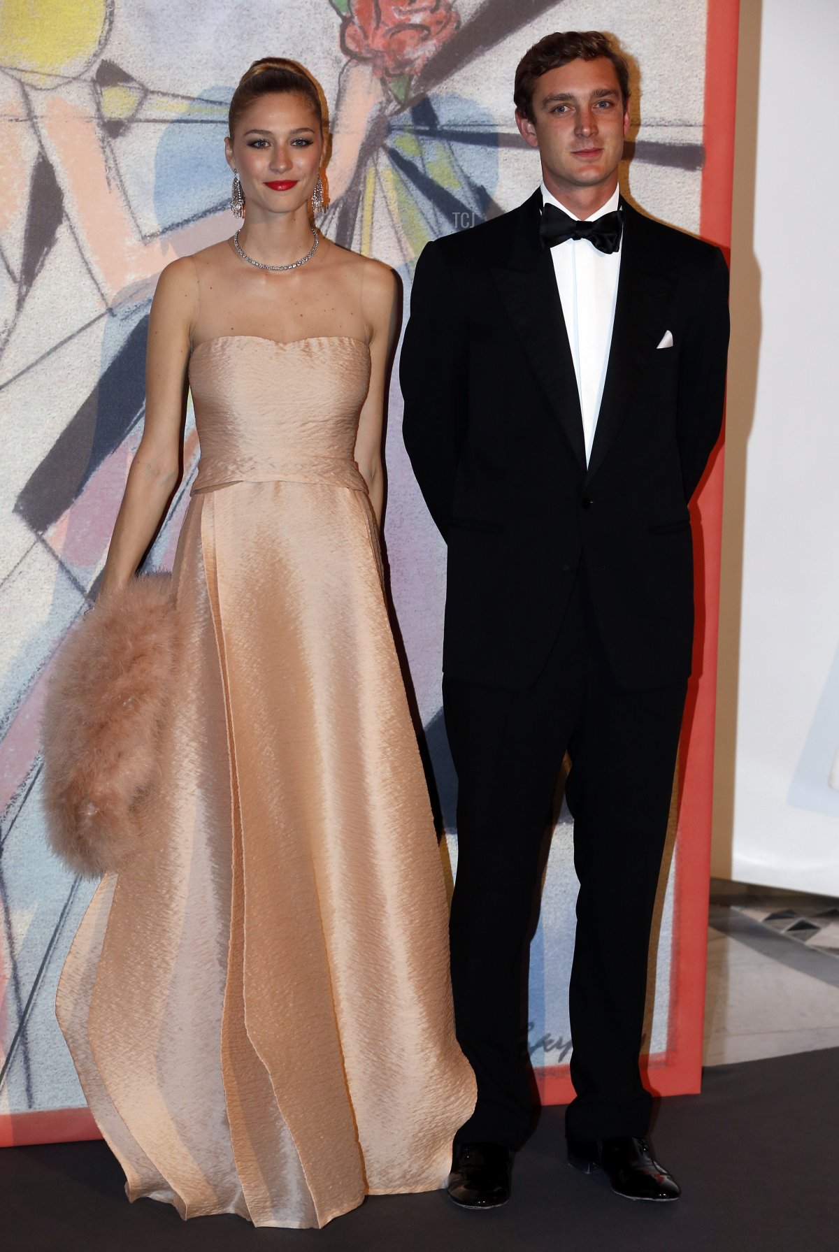 Pierre Casiraghi and Beatrice Borromeo, arrive for the annual Rose Ball at the Monte-Carlo Sporting Club in Monaco, on March 29, 2014