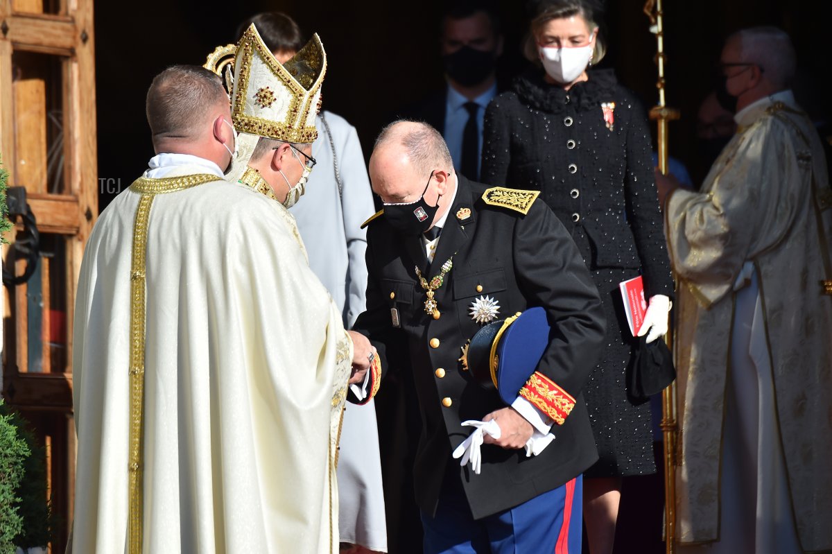 Prince Albert II of Monaco leaves after a thanksgiving mass at the Cathedral of Monaco during the Monaco National Day Celebrations on November 19, 2021 in Monte-Carlo, Monaco