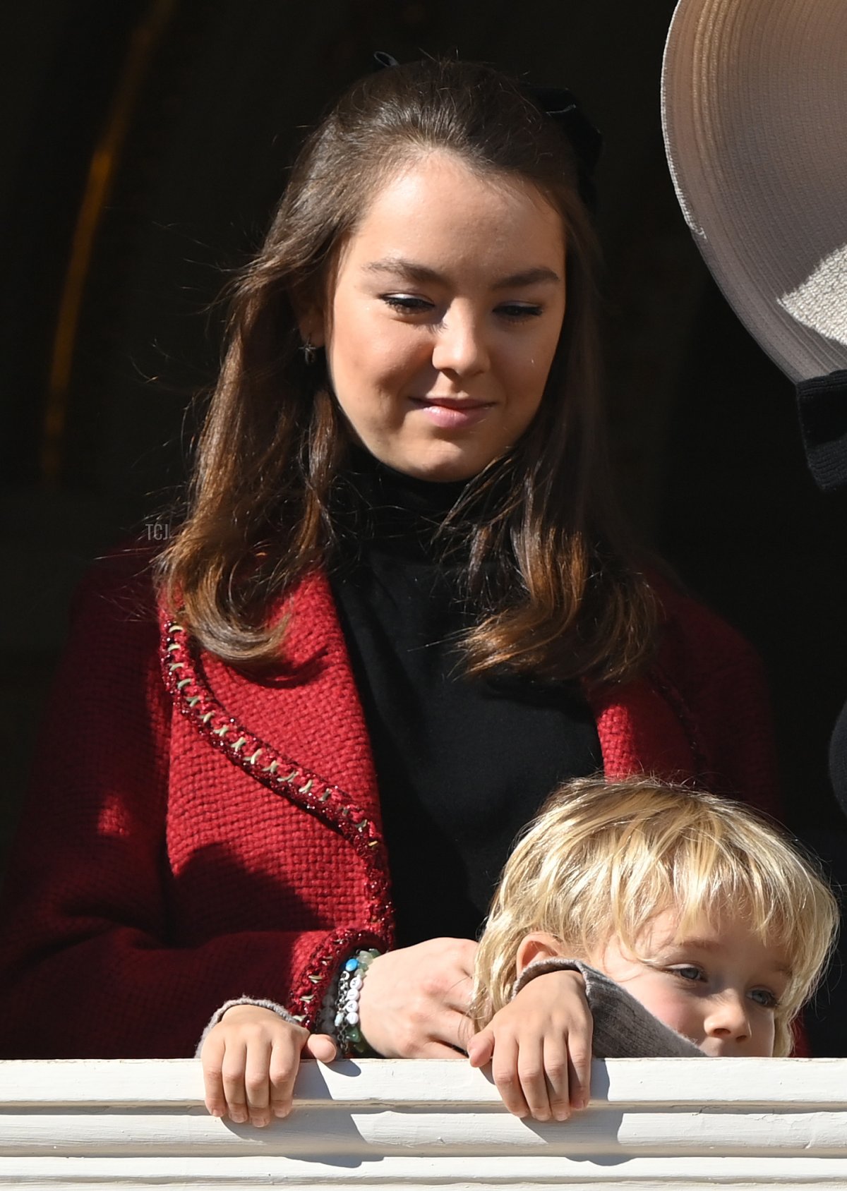 Sacha Casiraghi, Princess Alexandra of Hanover, Stefano Casiraghi, Beatrice Borromeo and guest appear at the Palace balcony during the Monaco National Day Celebrations on November 19, 2021 in Monte-Carlo, Monaco