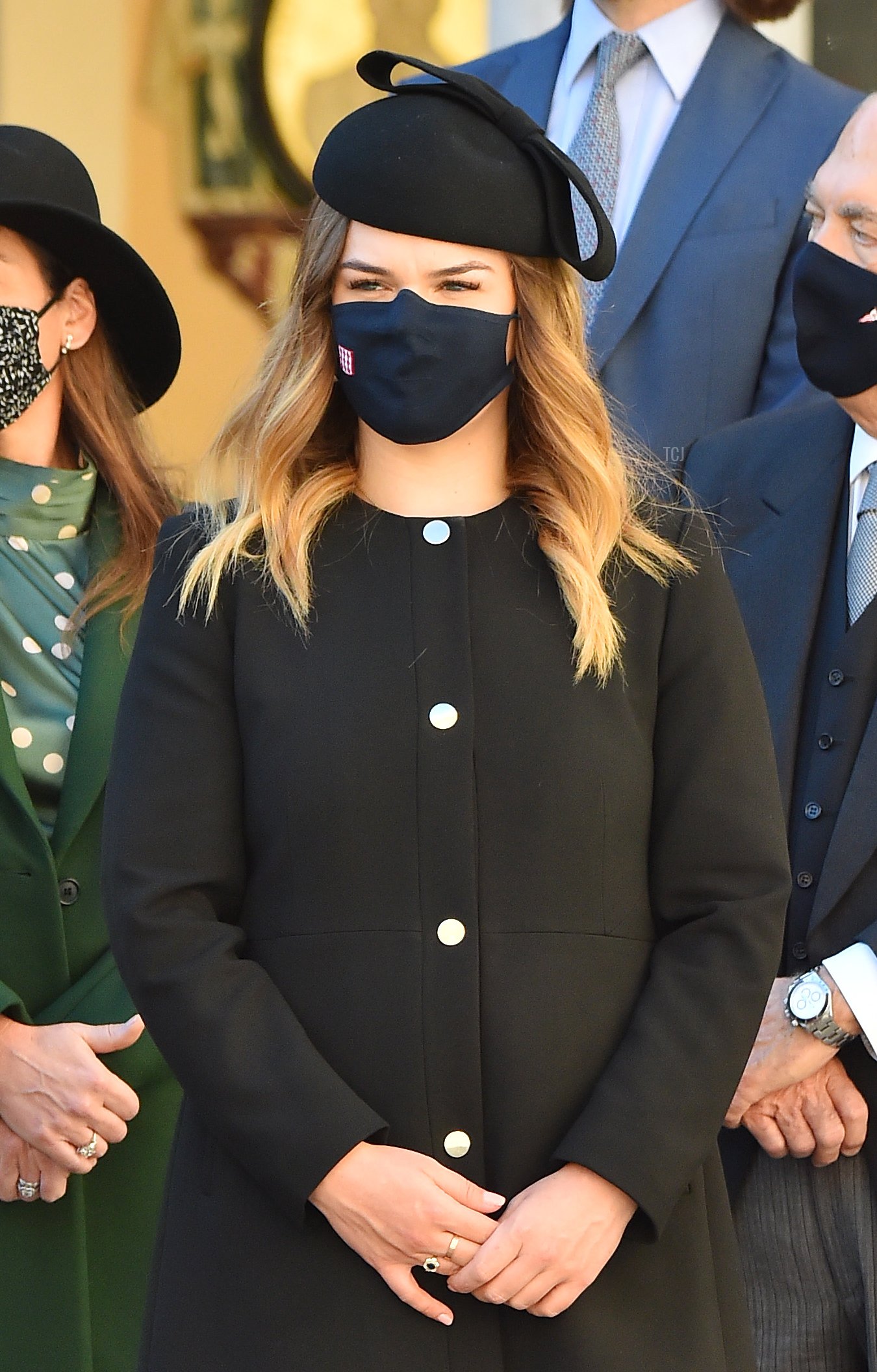 Pauline Ducruet (L) and Camille Gottlieb (R) attend a military parade in the Palace courtyard during the Monaco National Day Celebrations on November 19, 2021 in Monte-Carlo, Monaco