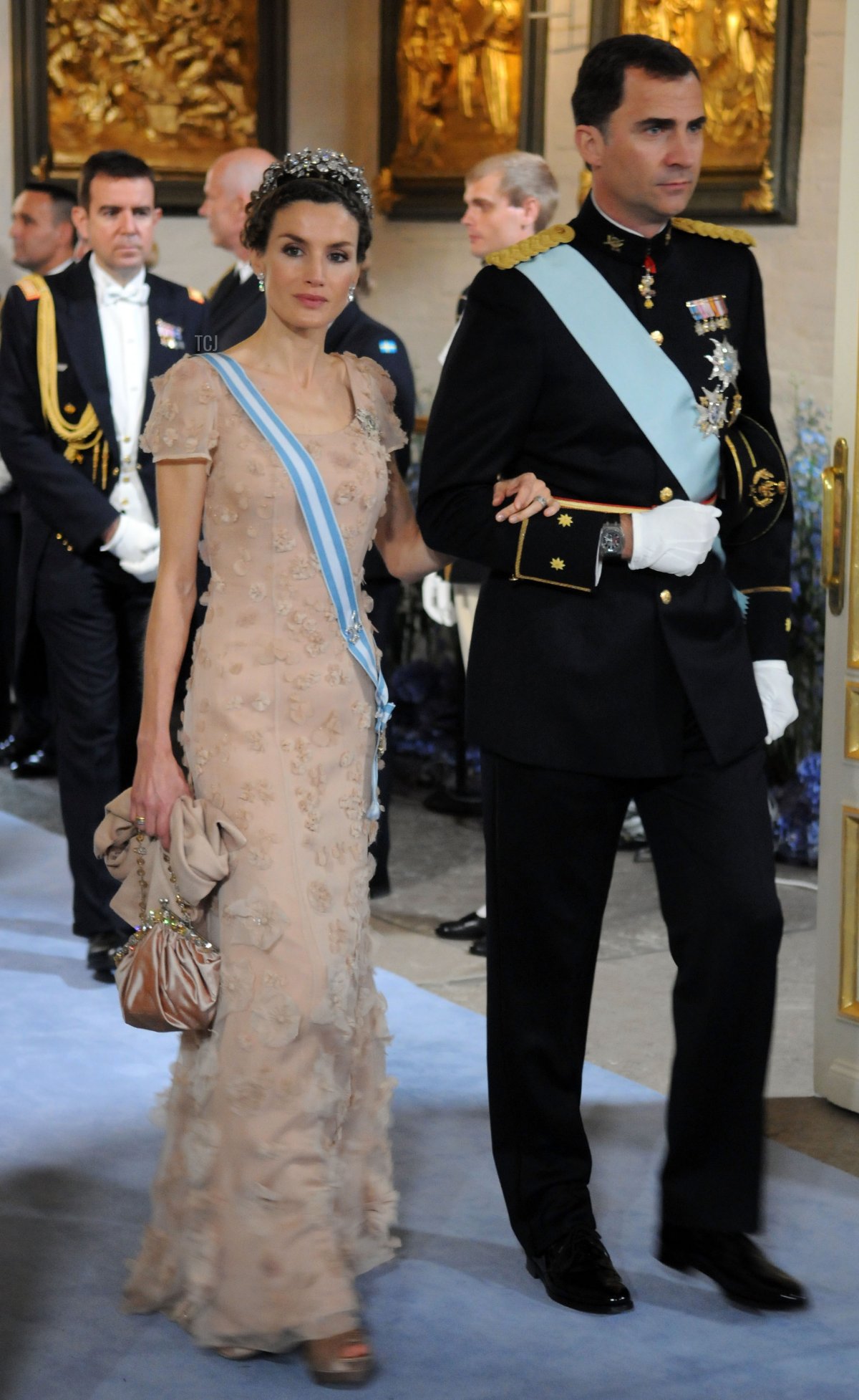 Felipe Prince of Asturias and Letizia Princess of Asturias attends the wedding ceremony between Crown Princess Victoria of Sweden and Daniel Westling at Stockholm Cathedral on June 19, 2010 in Stockholm, Sweden
