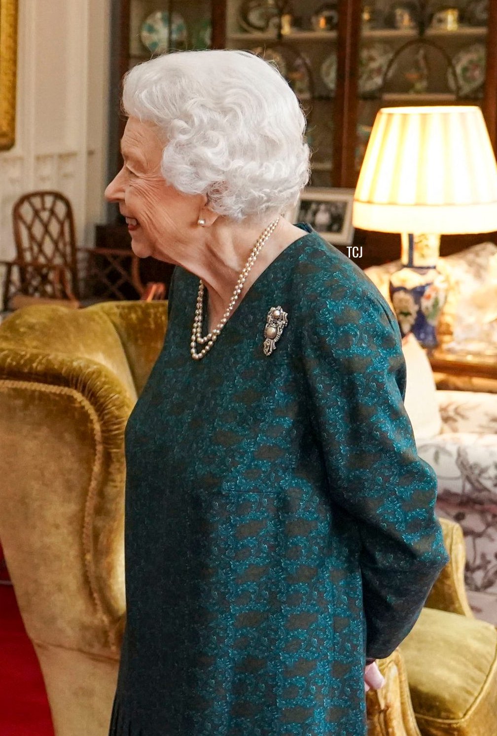 Britain's Queen Elizabeth II receives the Governor of the Bank of England Andrew Bailey during an audience in the Oak Room at Windsor Castle, Berkshire on November 24, 2021