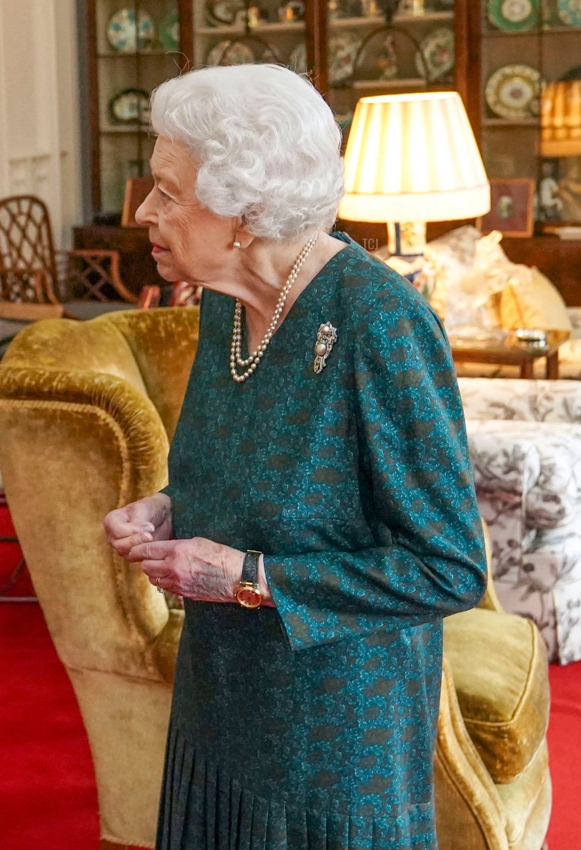 Britain's Queen Elizabeth II receives the Governor of the Bank of England Andrew Bailey during an audience in the Oak Room at Windsor Castle, Berkshire on November 24, 2021