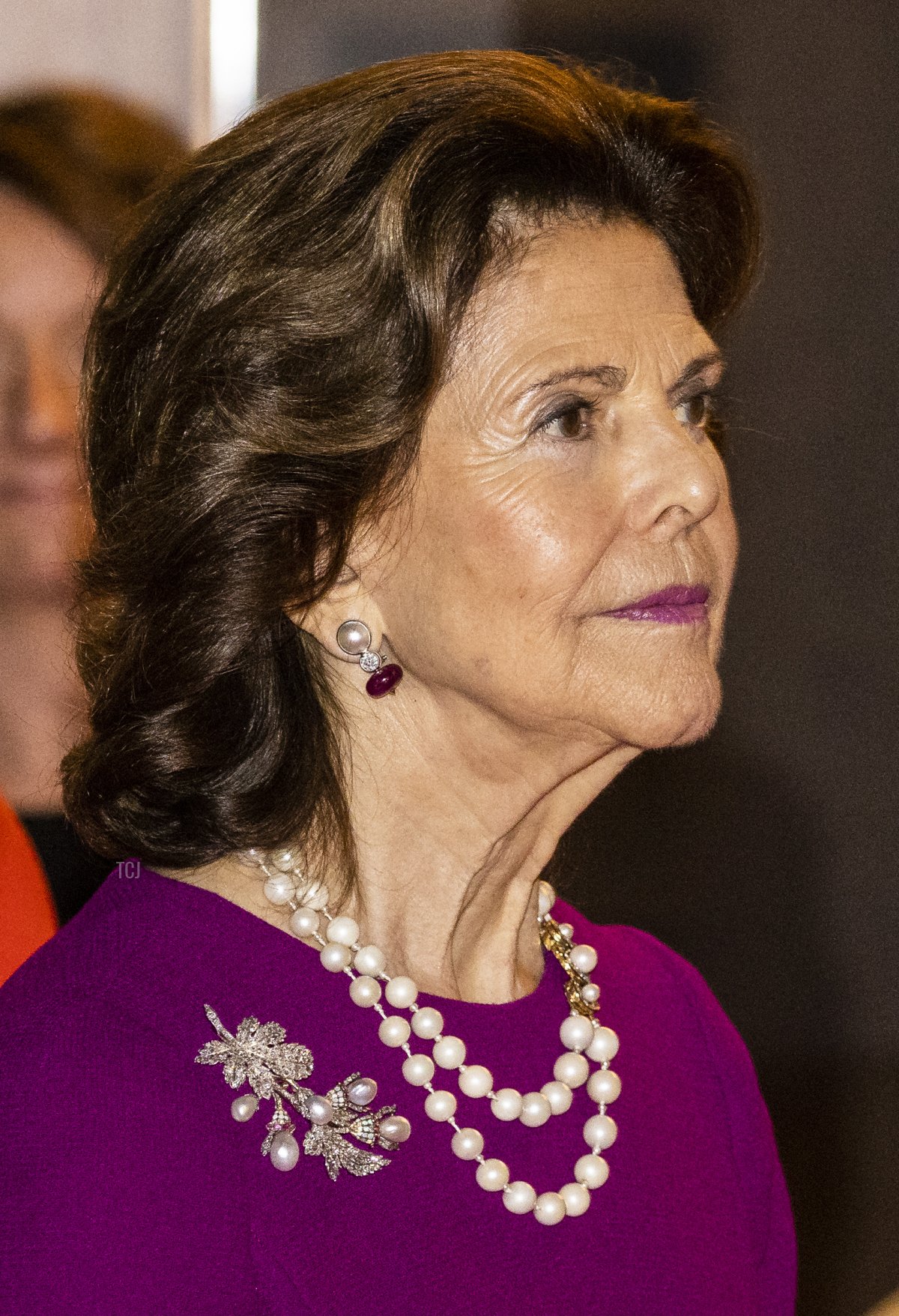 Queen Silvia of Sweden visits the Nobel Museum and the special exhibition on Santiago Ramon y Cajal on November 24, 2021 in Stockholm, Sweden