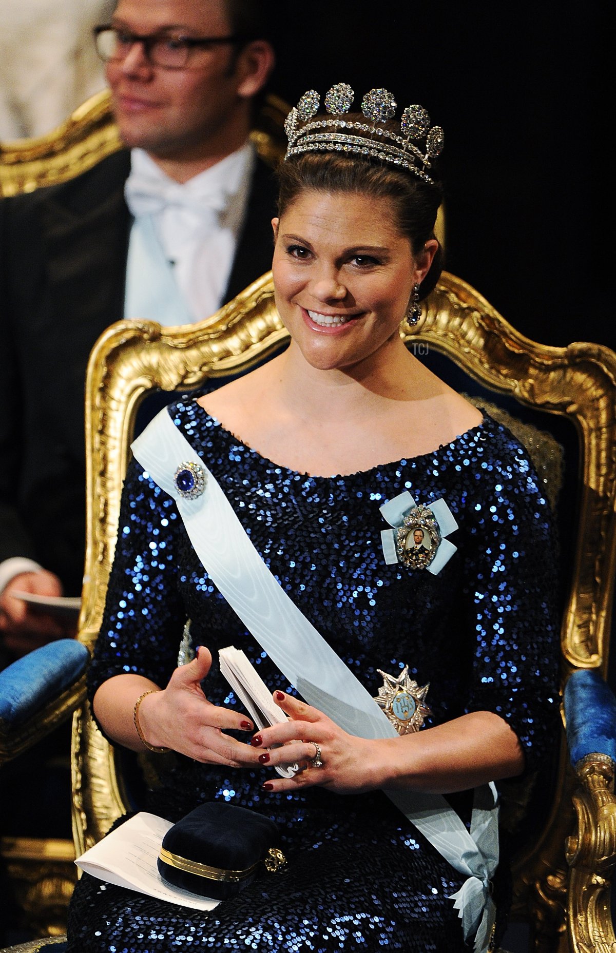 Crown Princess Victoria of Sweden smiles at the Nobel Prize Award Ceremony at Stockholm Concert Hall on December 10, 2011 in Stockholm, Sweden