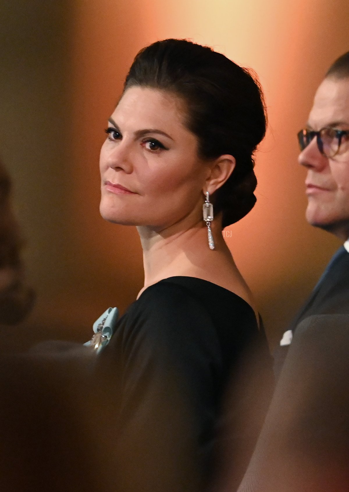 Crown Princess Victoria of Sweden and Prince Daniel of Sweden are seen during the Nobel Prize Awards ceremony at the Concert Hall on December 10, 2021 in Stockholm, Sweden
